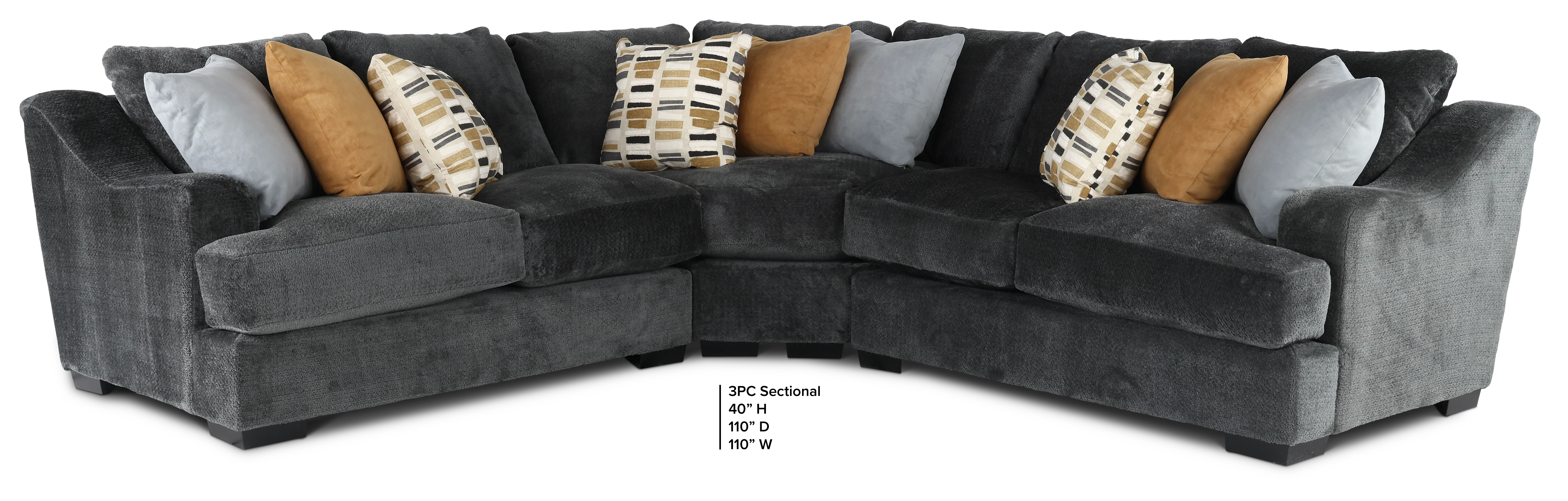3PC/GRPT/CHLLNGR/OP1 Challenger Graphite Gray 3 Piece Sectional-4