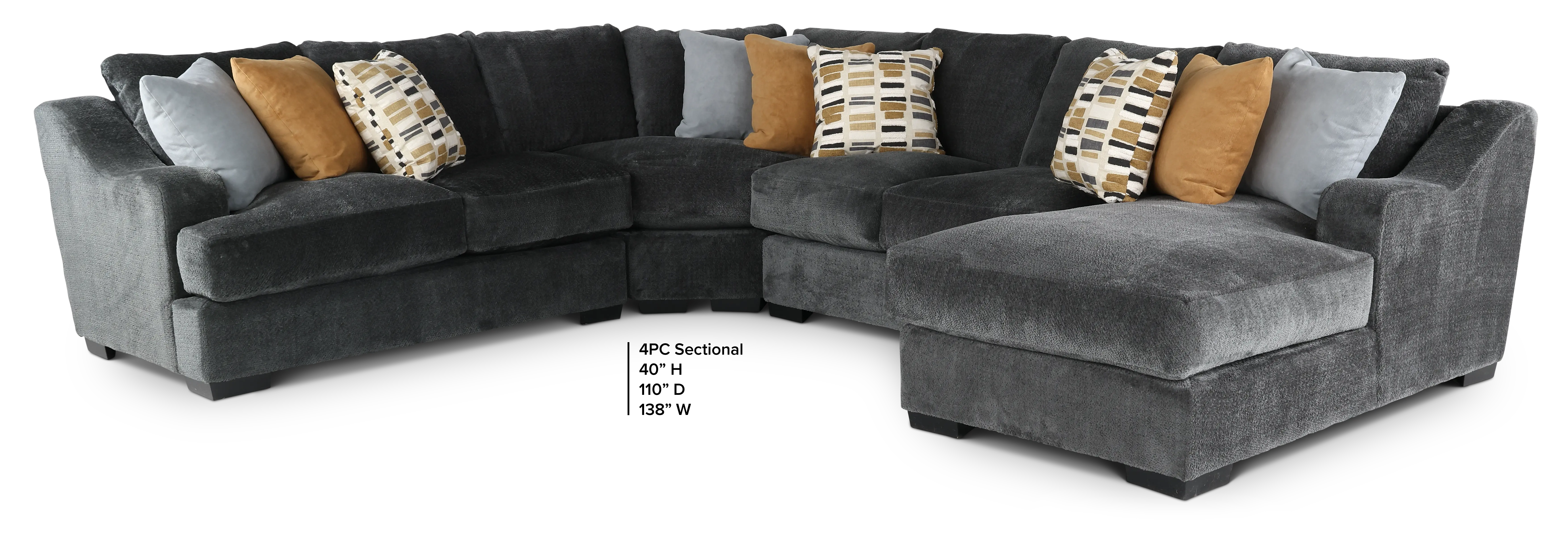 4PC/GRPT/CHLLNGR/OP2 Challenger Graphite Gray 4 Piece Sectional-4
