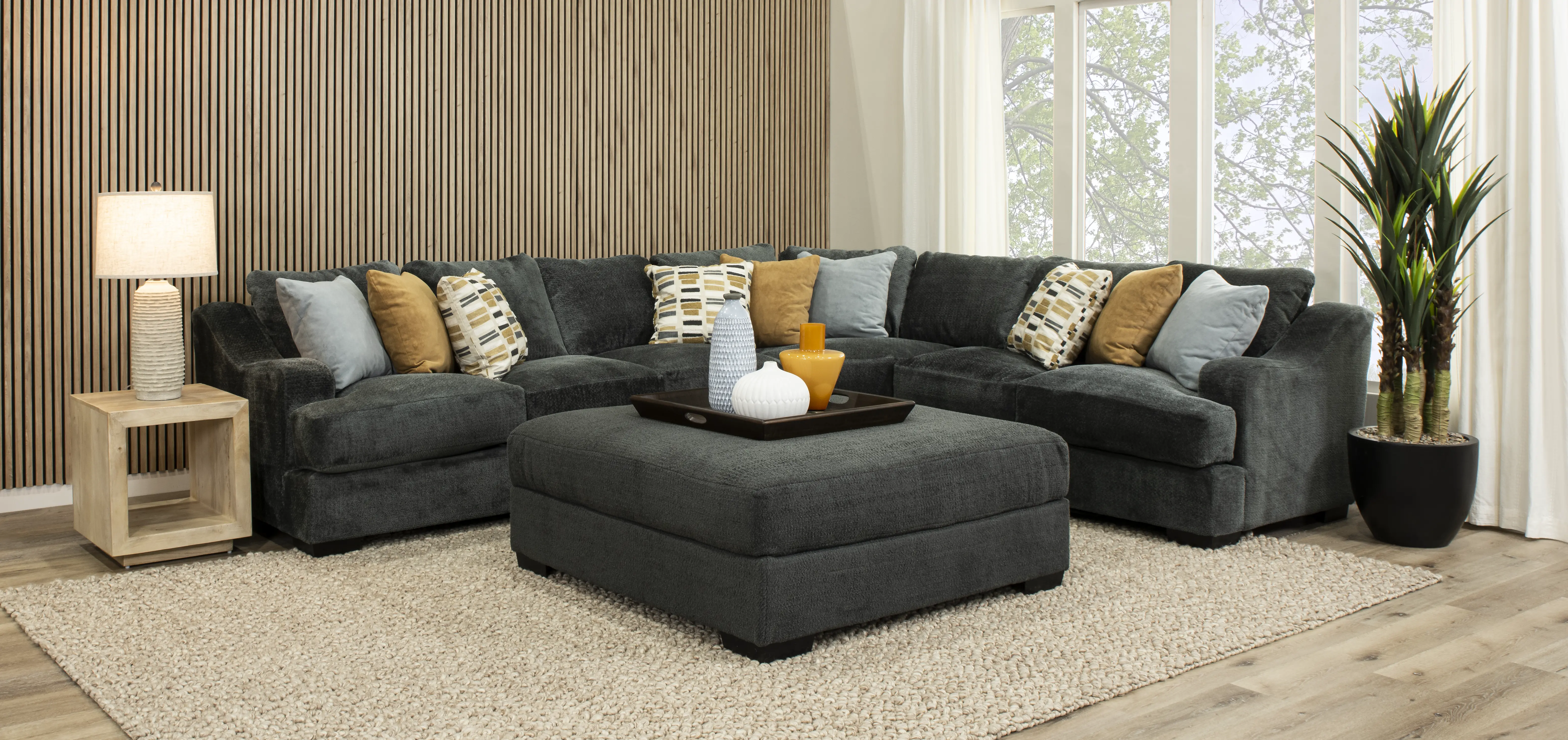 4PC/GRPT/CHLLNGR/OP3 Challenger Graphite Gray 4 Piece Sectional-2