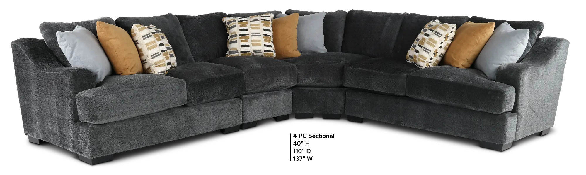 Challenger Graphite Gray 4 Piece Sectional | RC Willey