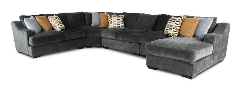 Challenger Graphite Gray 5 Piece Sectional