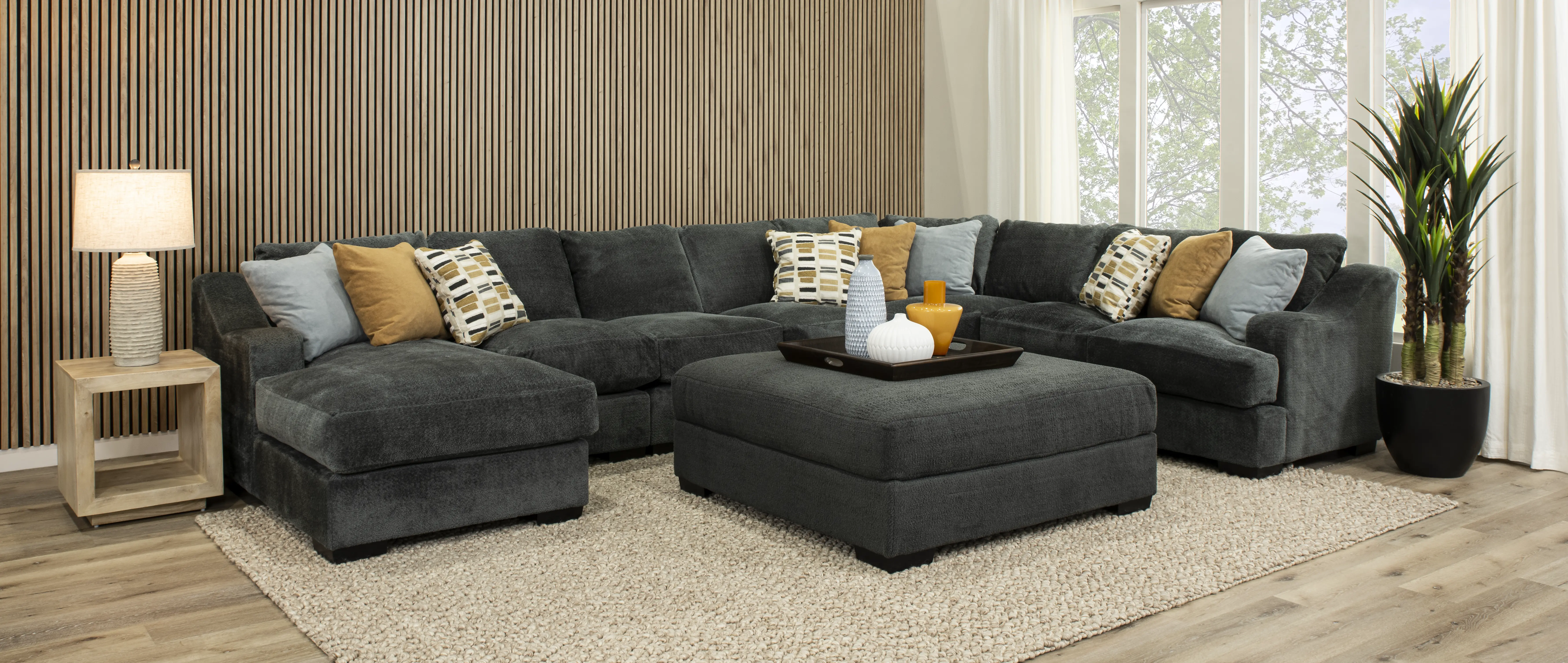 5PC/GRPT/CHLLNGR/OP1 Challenger Graphite Gray 5 Piece Sectional-3