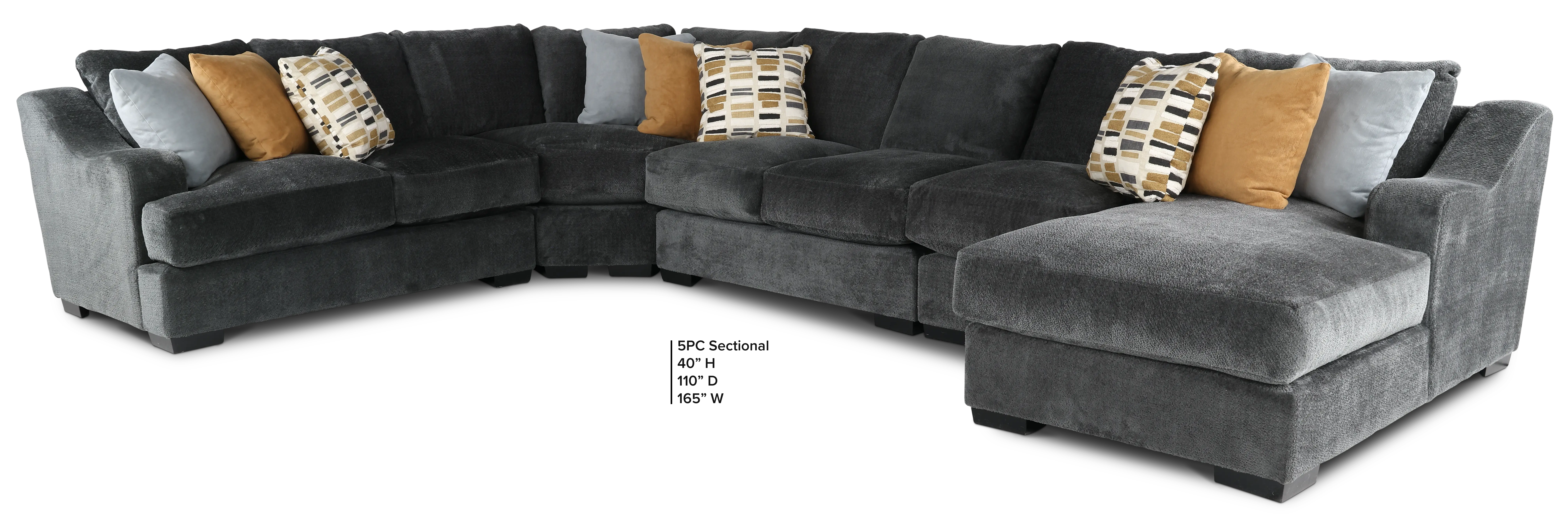 5PC/GRPT/CHLLNGR/OP1 Challenger Graphite Gray 5 Piece Sectional-4