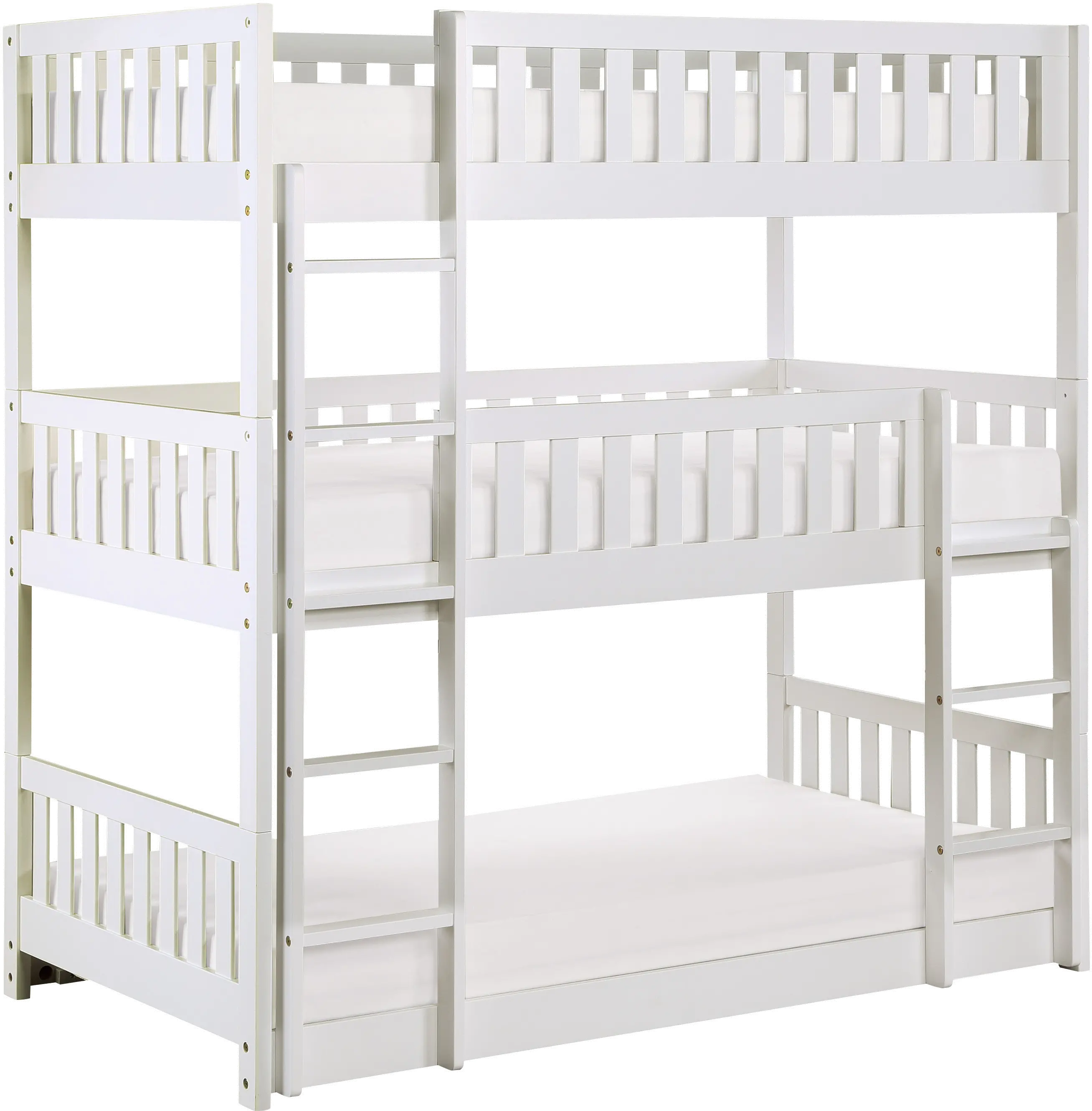 Oakley White Triple Twin Bunk Bed-1