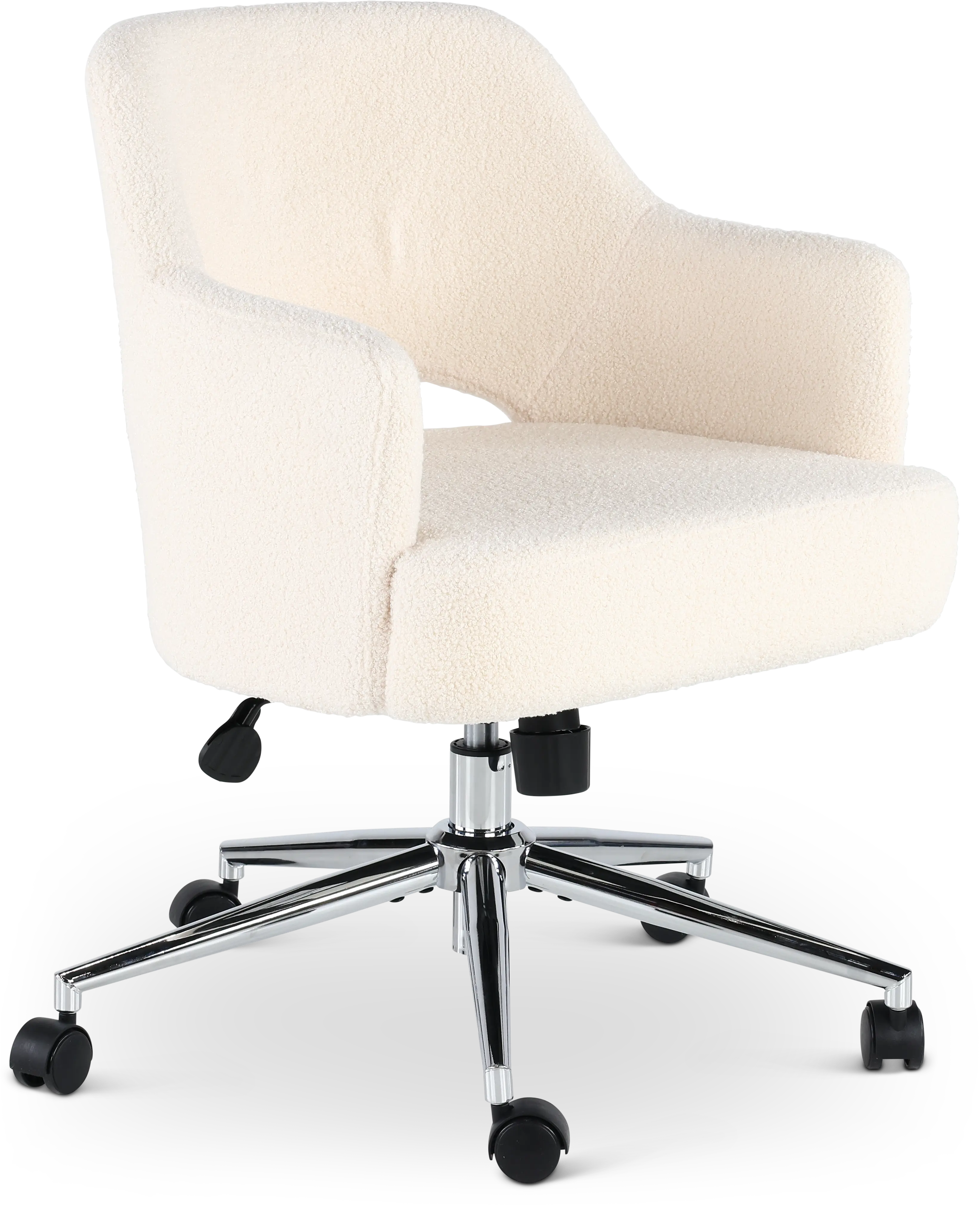 White Boucle Office Chair-1