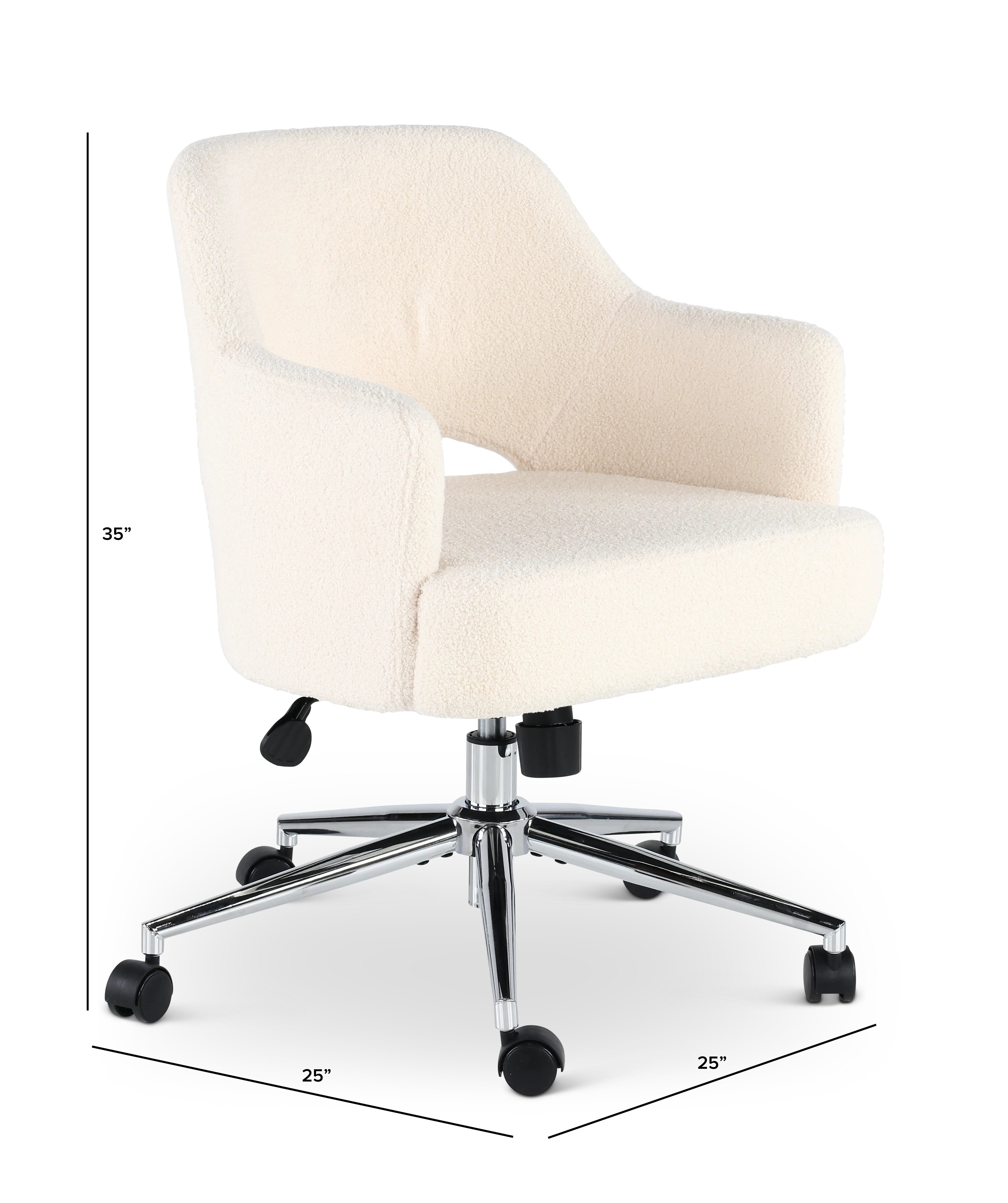 White Boucle Office Chair-3