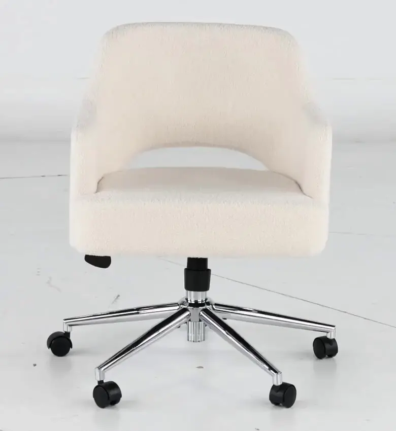 White Boucle Office Chair-4