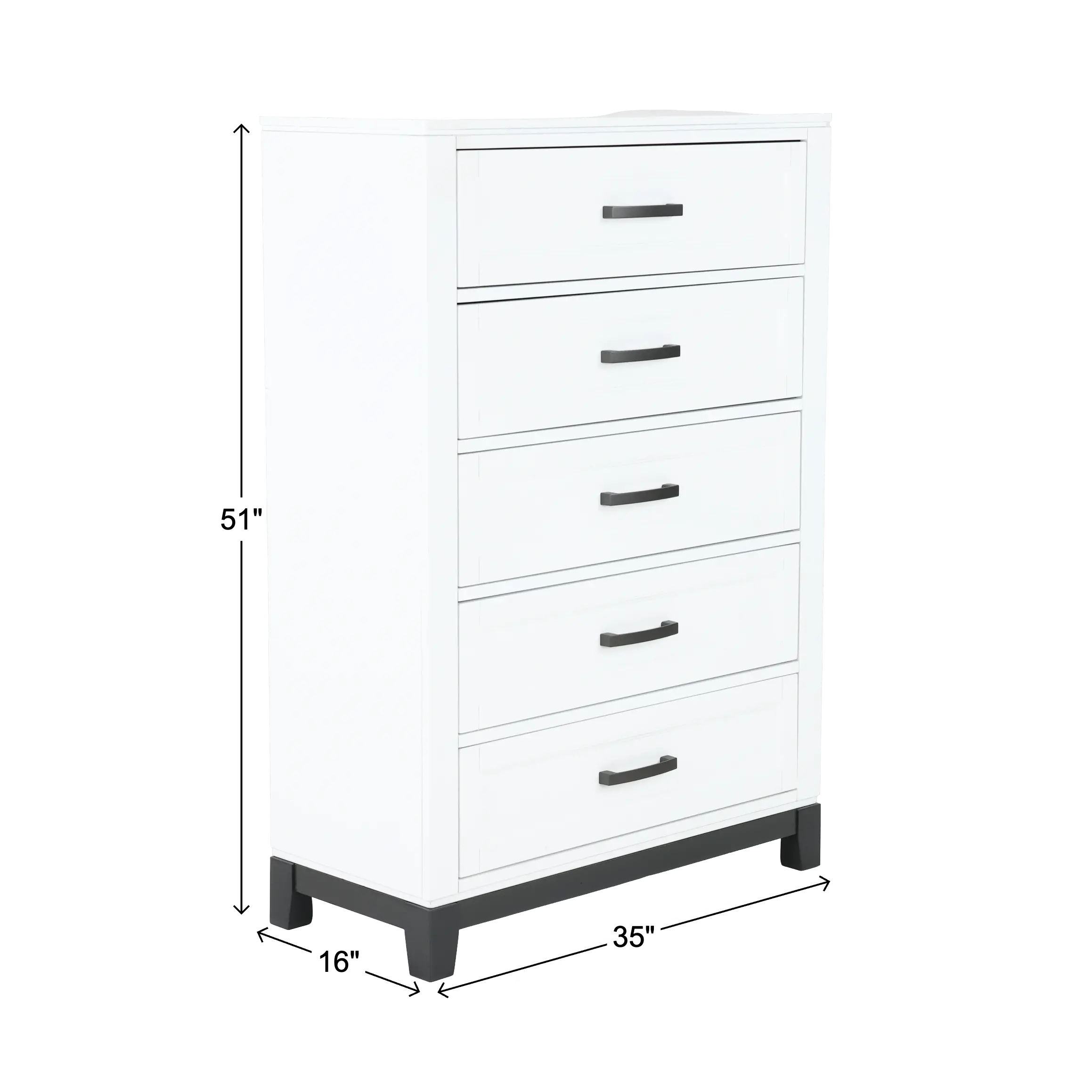 Jordan White 5-Drawer Chest-3