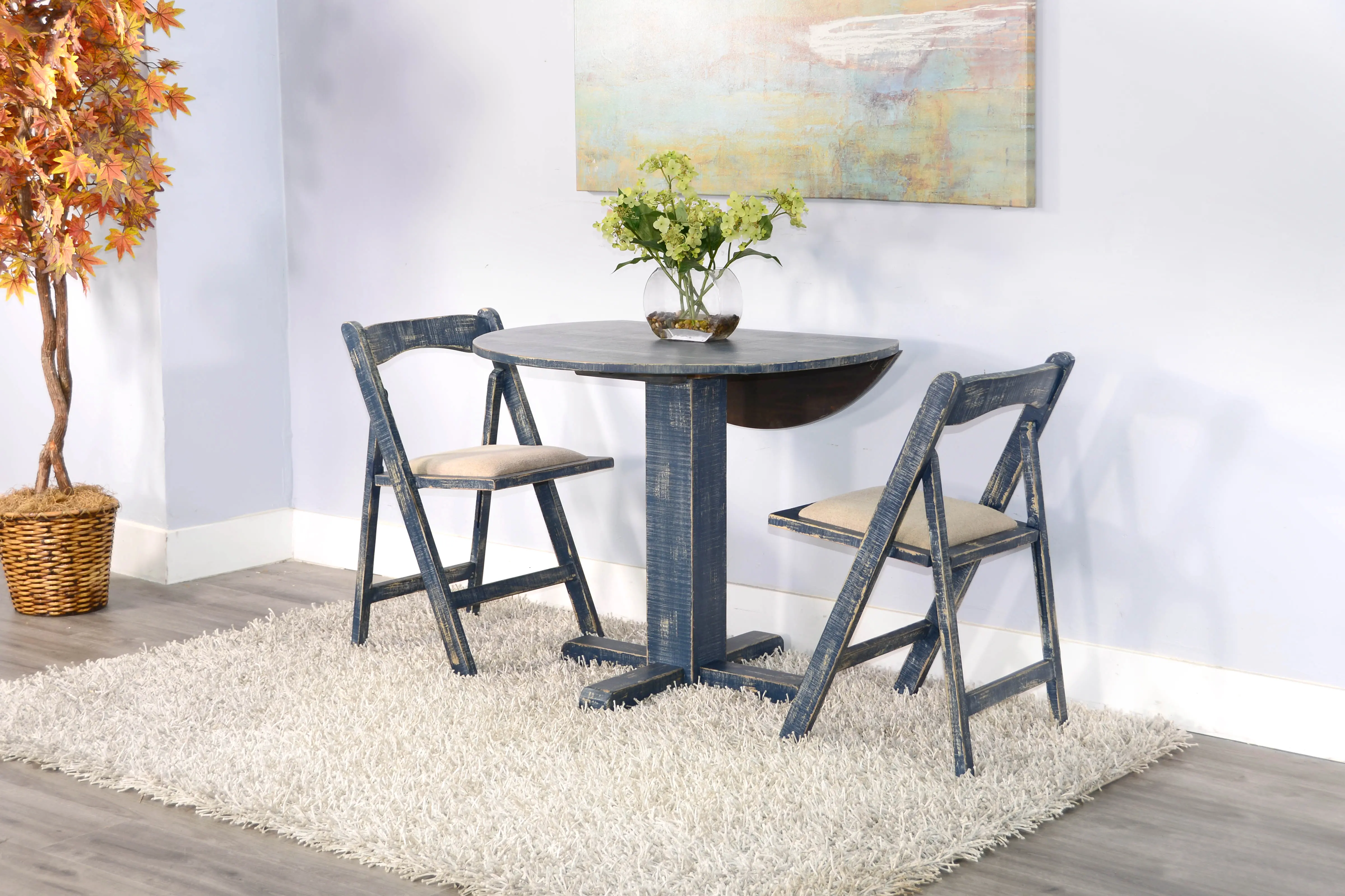 Beach Haven Blue Drop-Leaf Dining Table-2