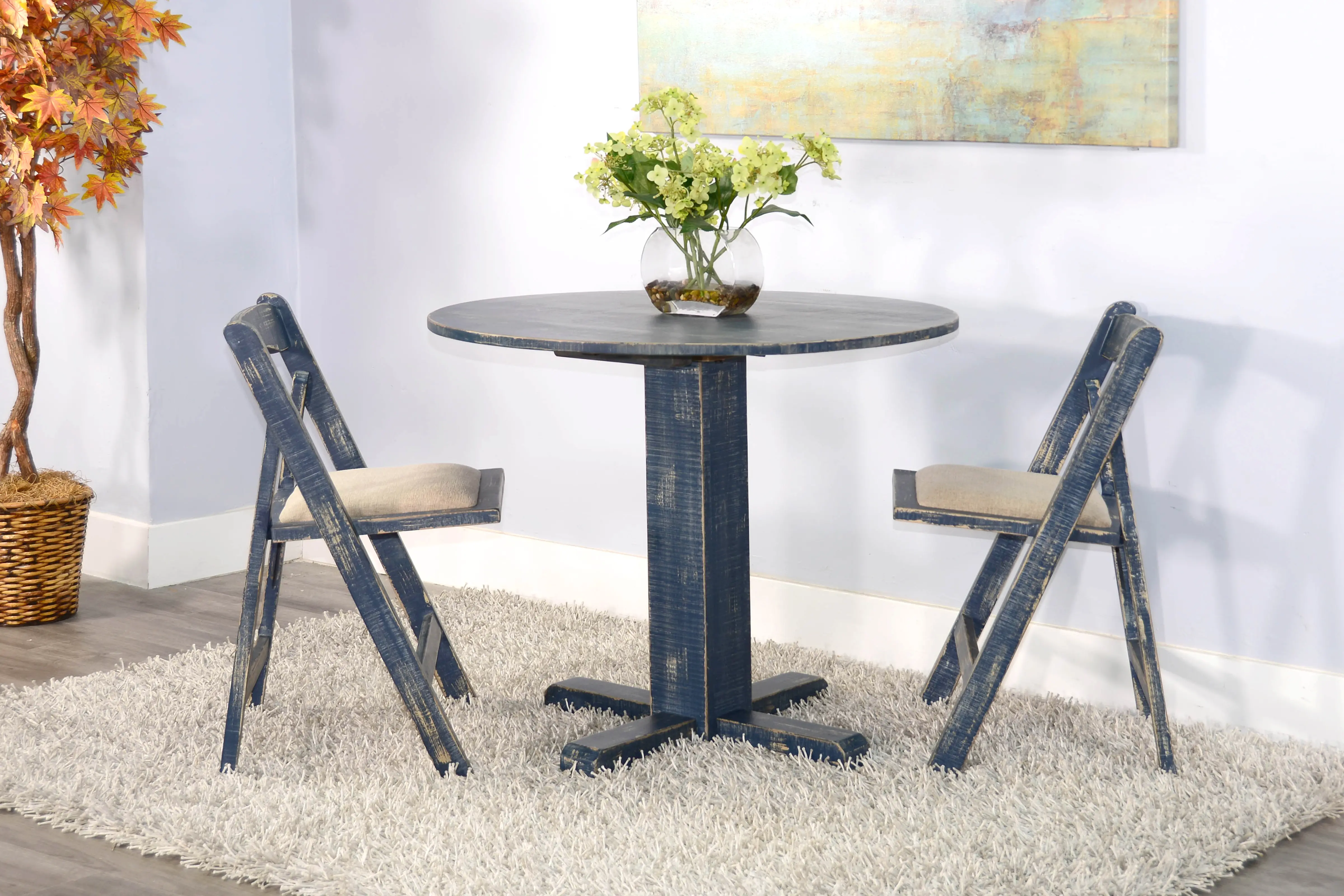 Beach Haven Blue Drop-Leaf Dining Table-9