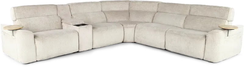 Alora Fossil 6-Piece Power Reclining Sectional with Audio Console