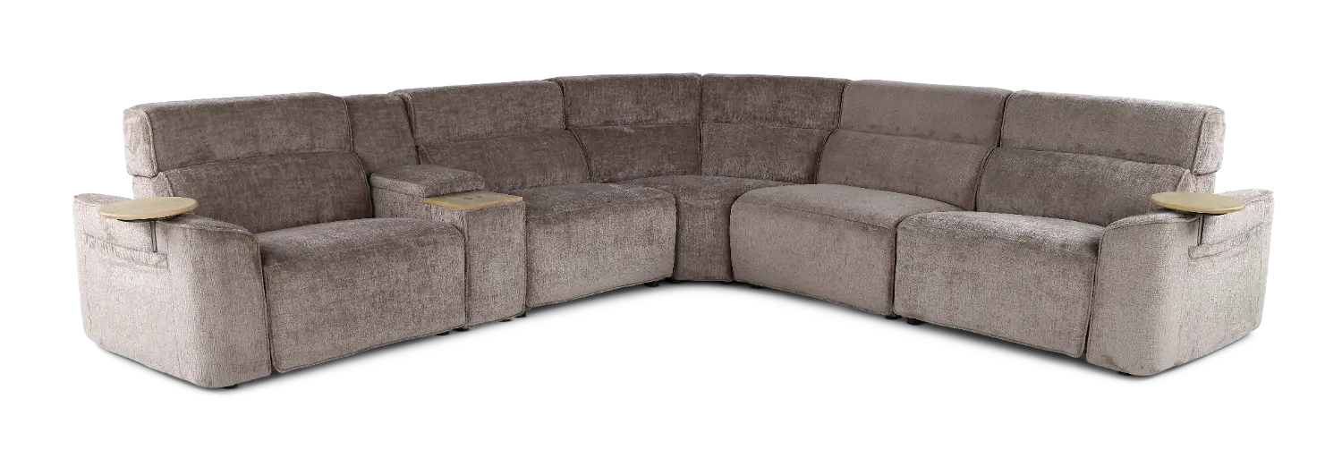Alora Truffel 6-Piece Power Reclining Sectional with Audio Console-1