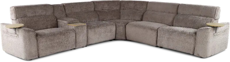 Alora Truffel 6-Piece Power Reclining Sectional with Audio Console
