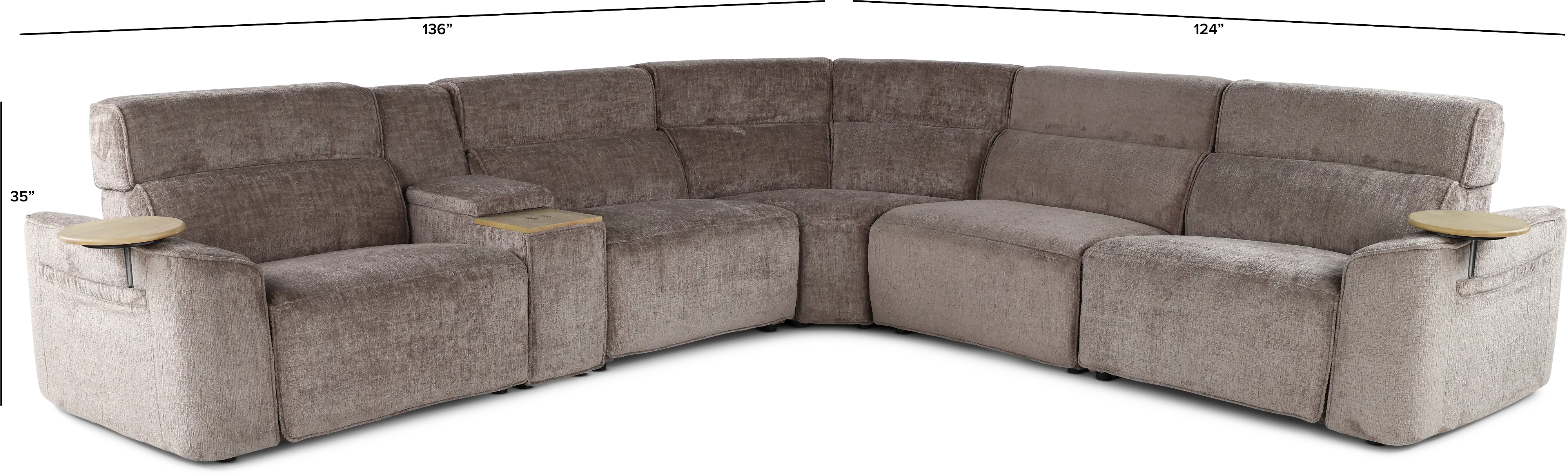 Alora Truffel 6-Piece Power Reclining Sectional with Audio Console-3