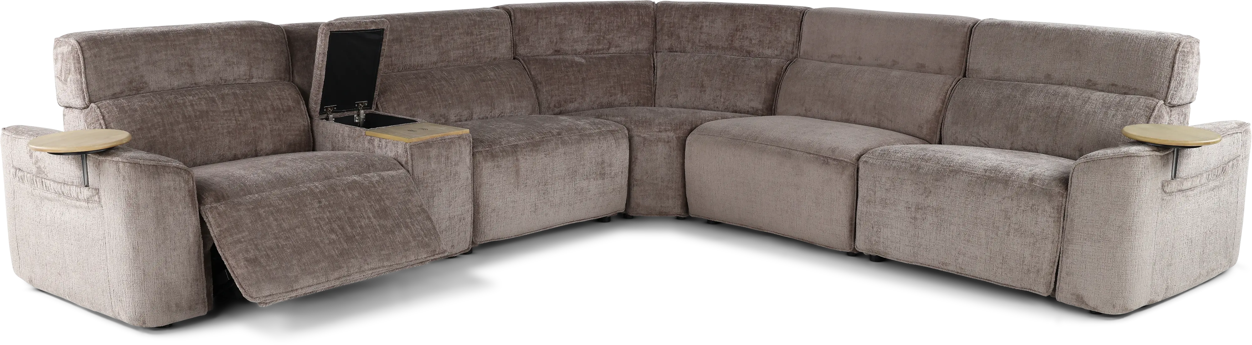 Alora Truffel 6-Piece Power Reclining Sectional with Audio Console-4