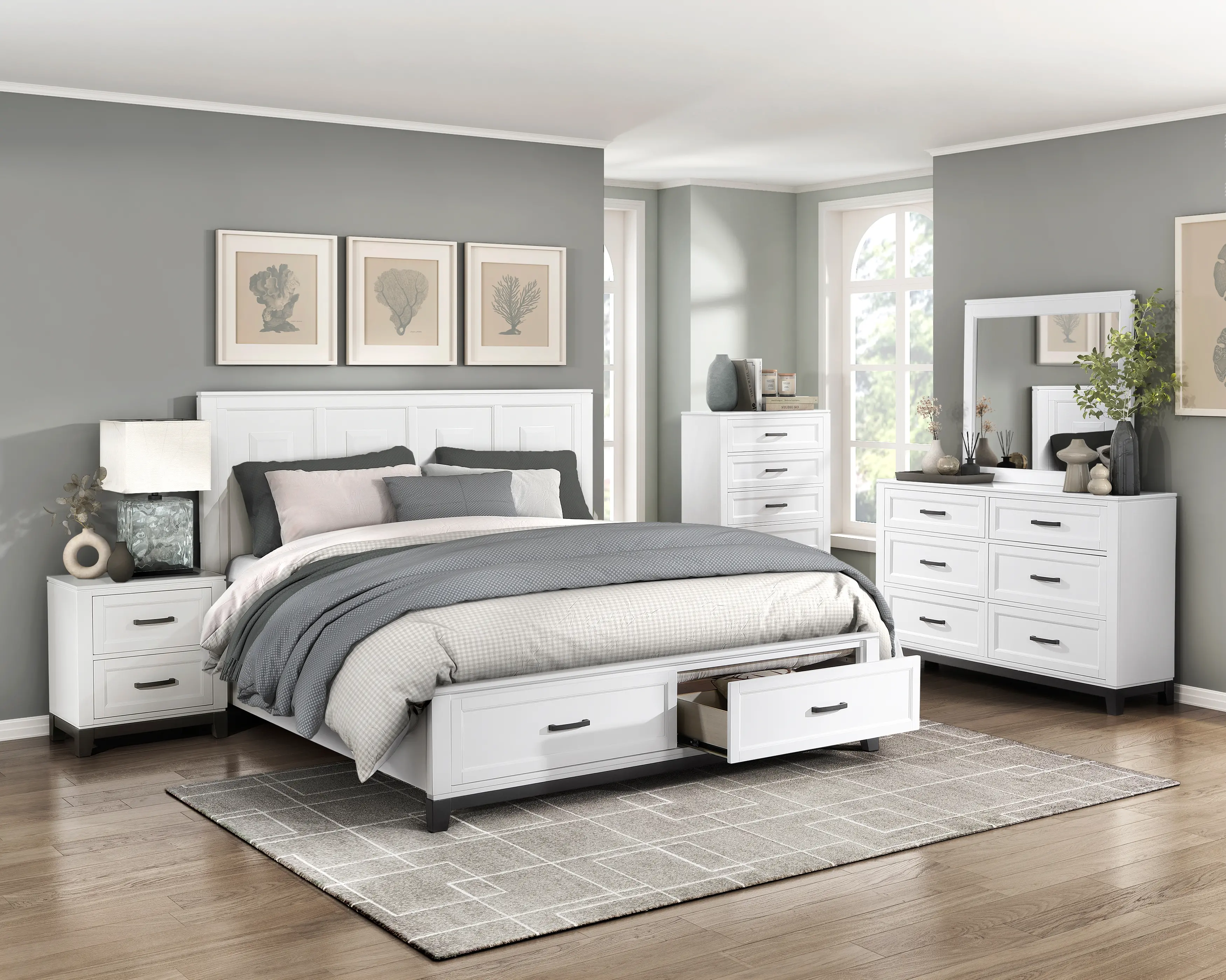 Jordan White Queen Storage Bed-2