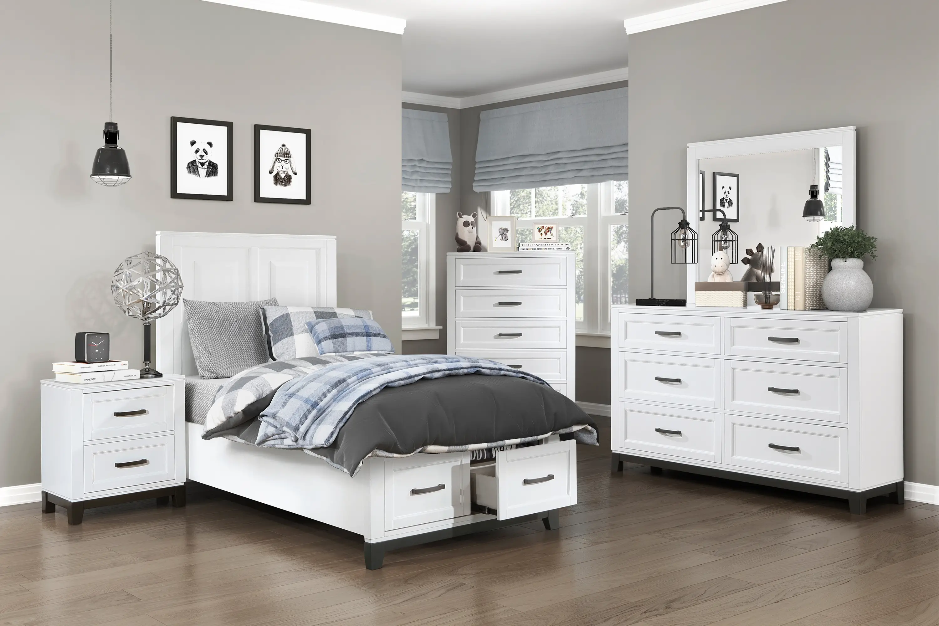 Jordan White Twin Storage Bed-2