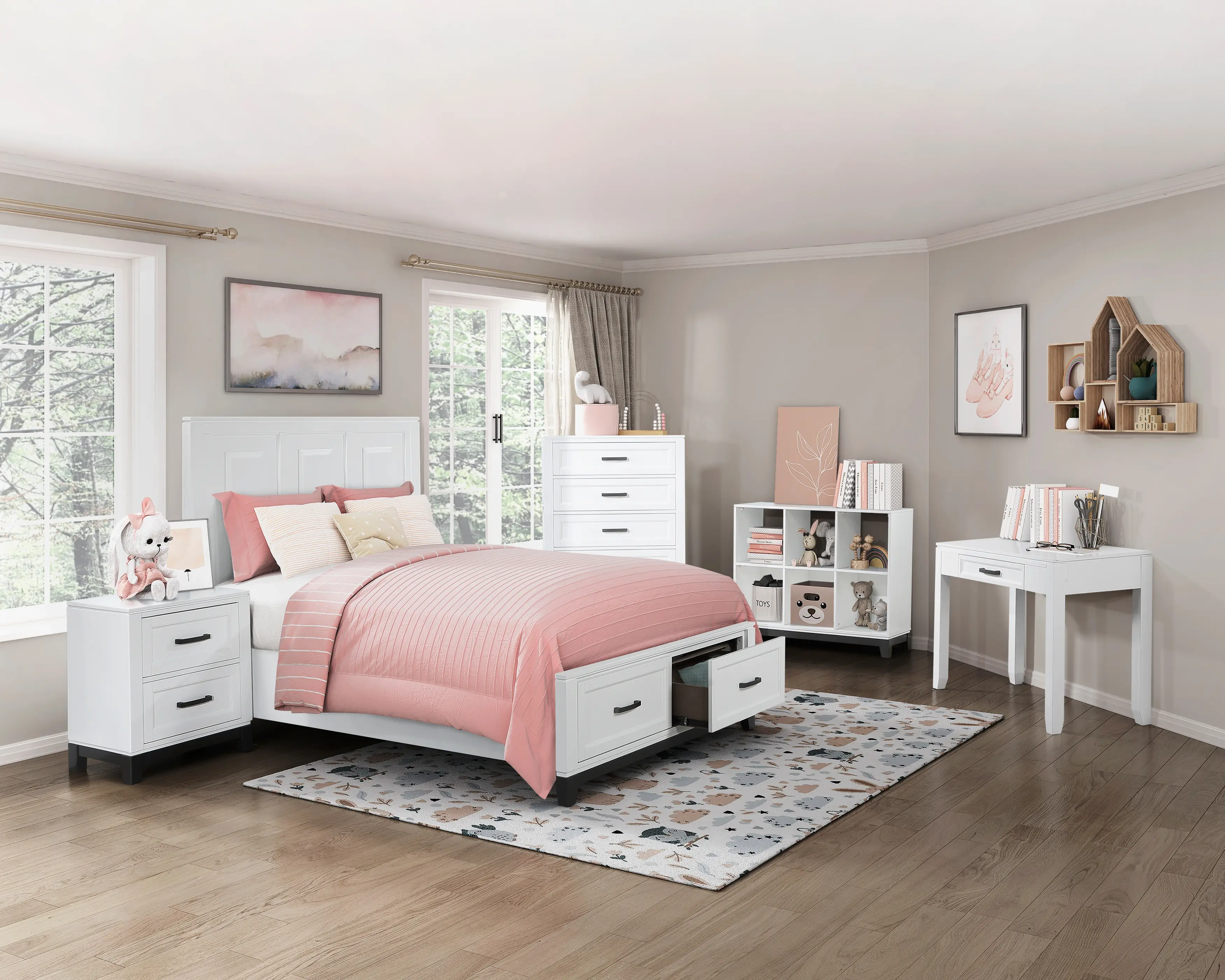 Jordan White Full Storage Bed-4