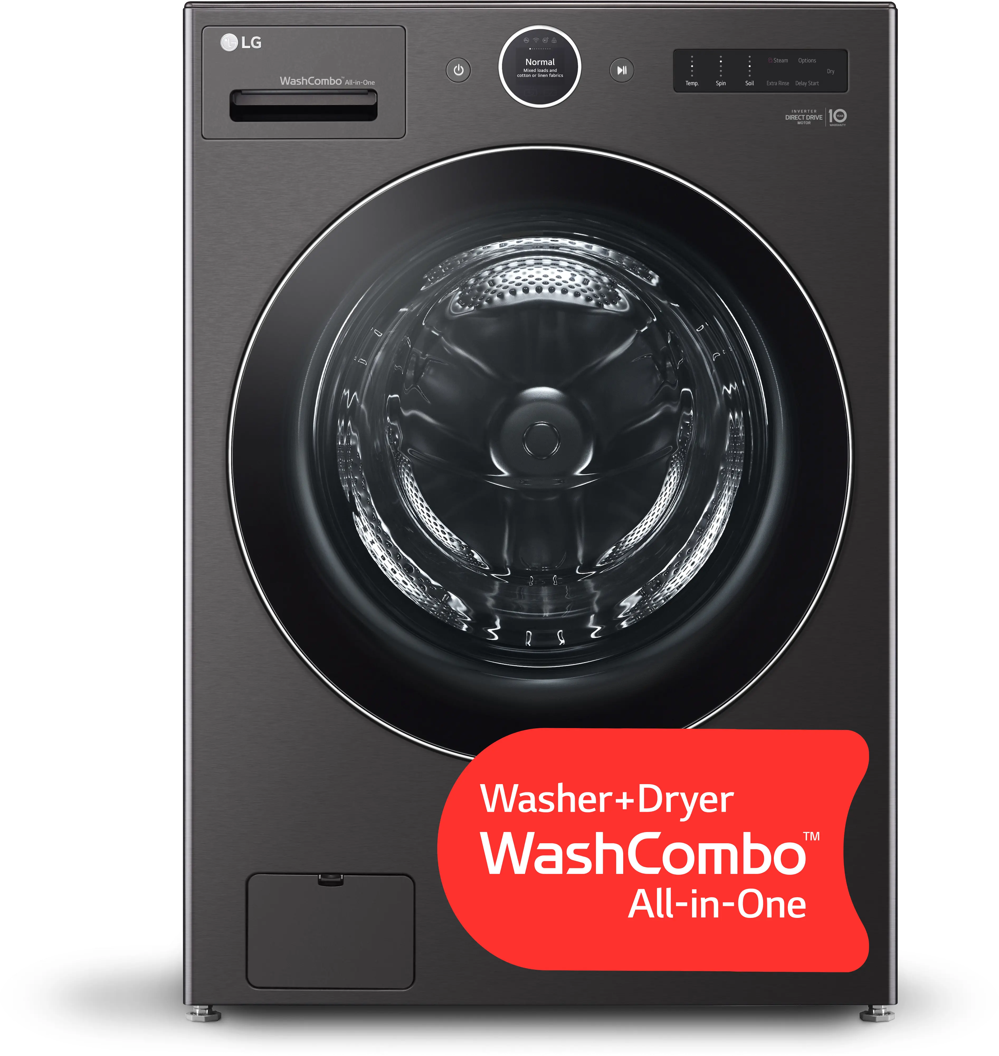 WM6998HBA LG 5.0 Cu Ft WashCombo™ All-in-One Washer-Dryer Combo - Black Steel-2