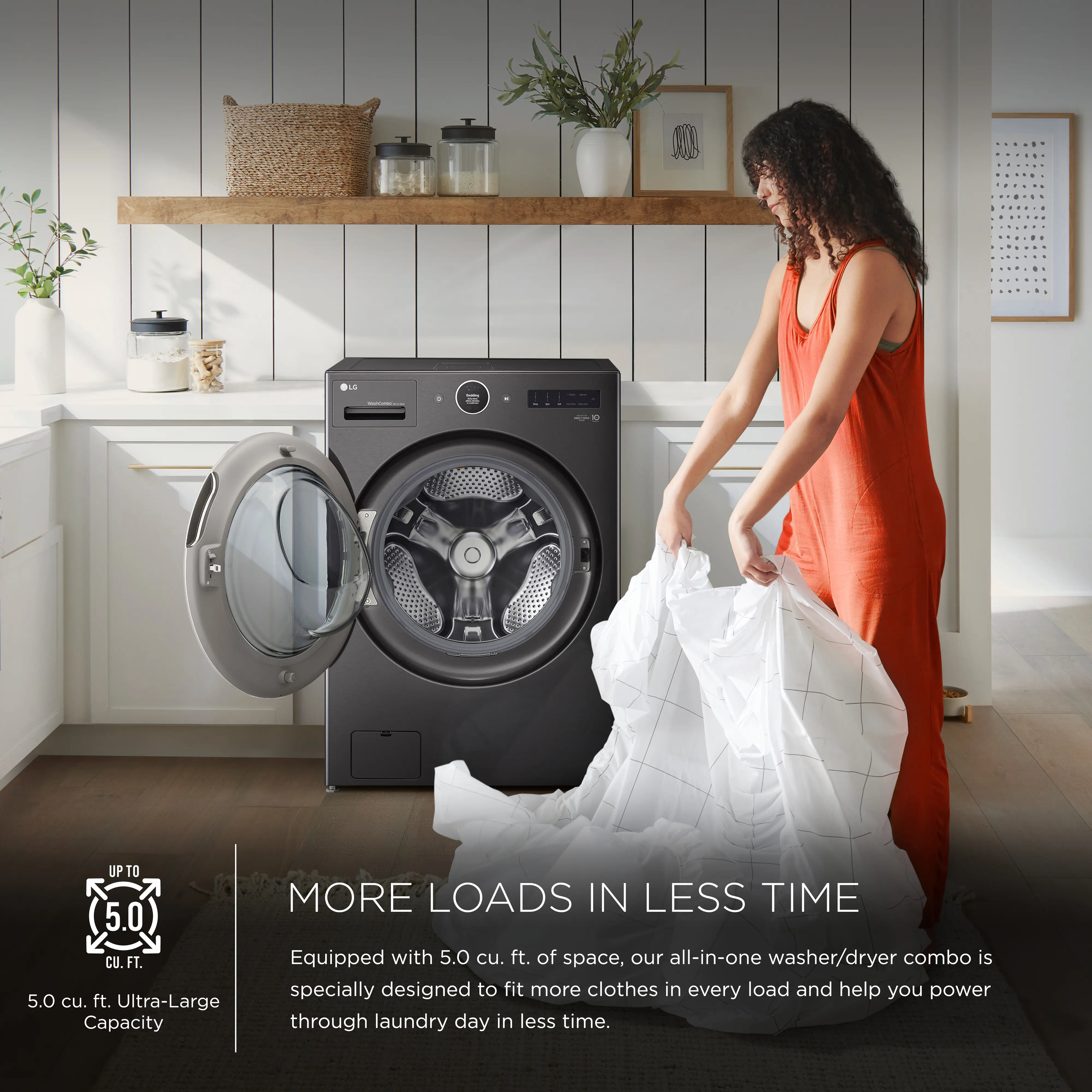WM6998HBA LG 5.0 Cu Ft WashCombo™ All-in-One Washer-Dryer Combo - Black Steel-6
