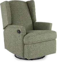 Hemingway Sage Green Boucle Wingback Glider Recliner