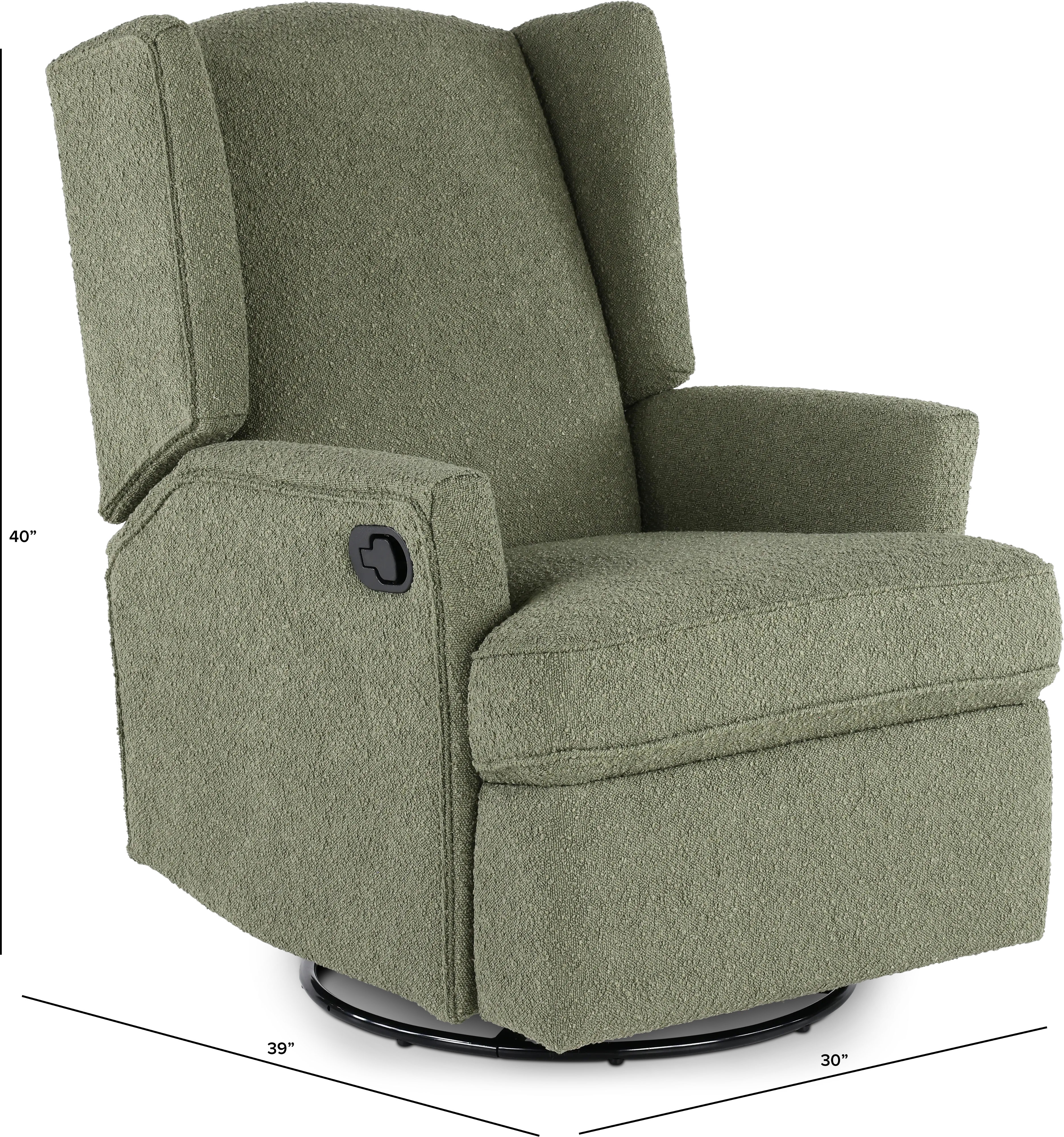 Hemingway Sage Green Boucle Wingback Glider Recliner-3