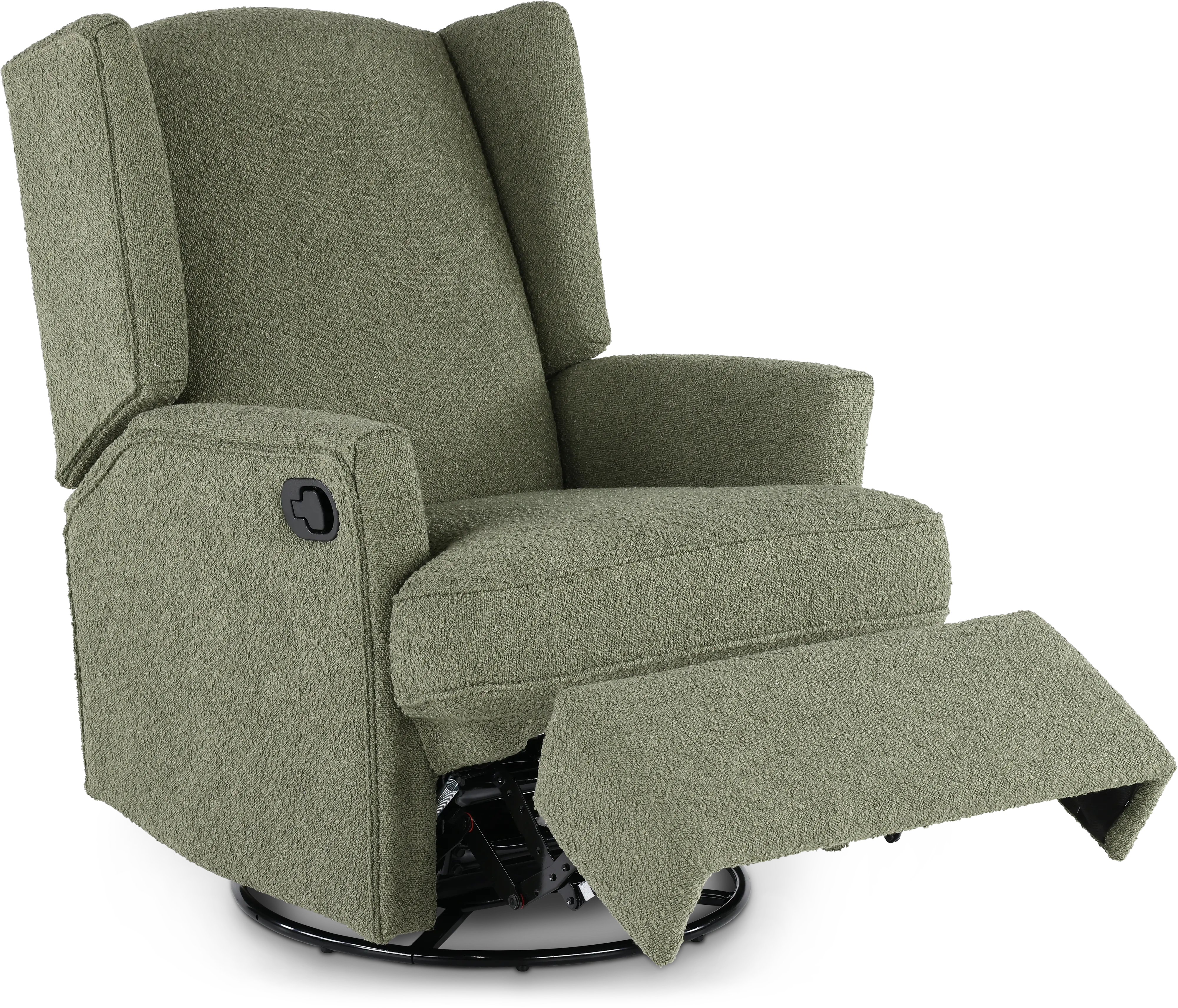 Hemingway Sage Green Boucle Wingback Glider Recliner-6