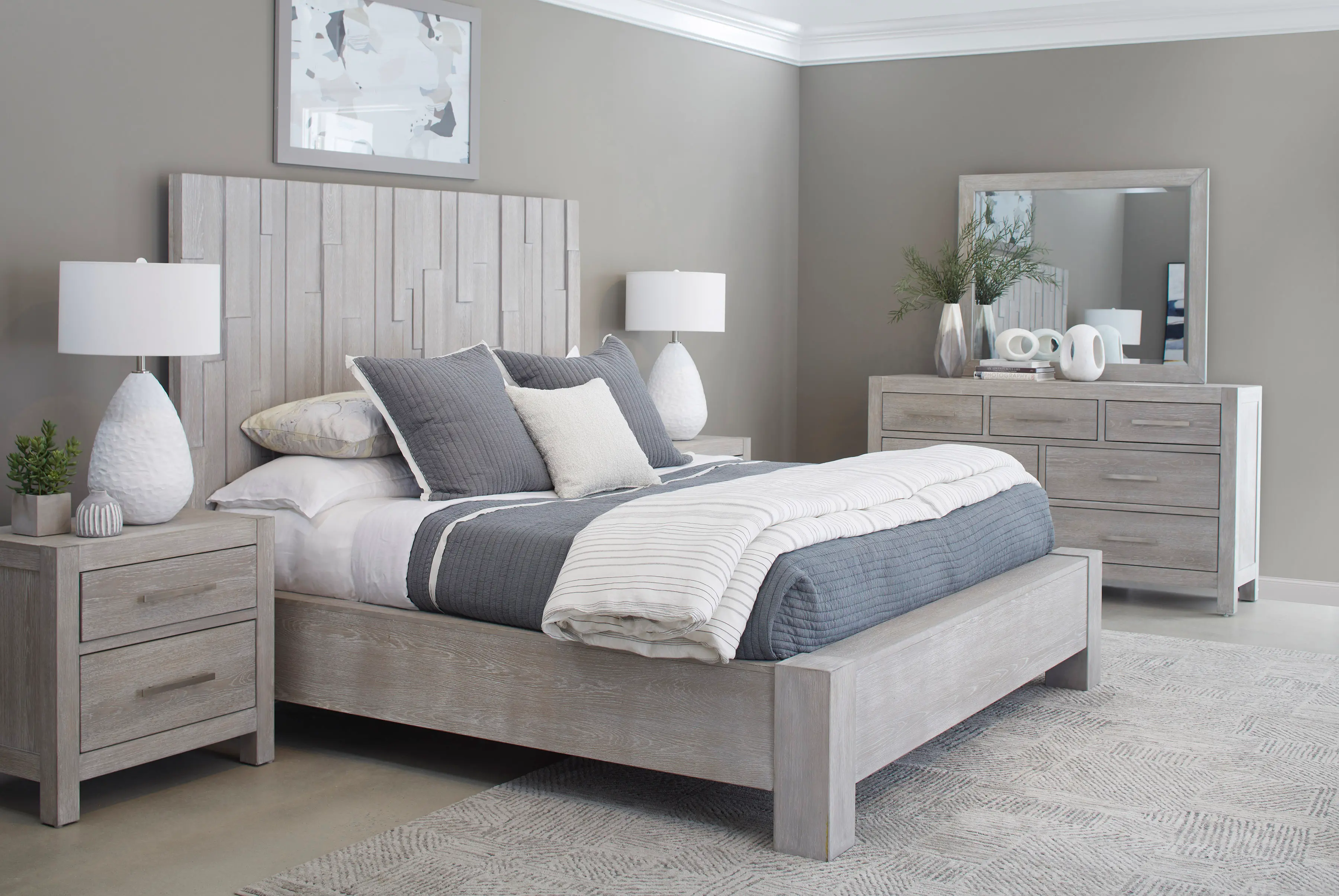 Millwork Gray Queen Platform Bed-2
