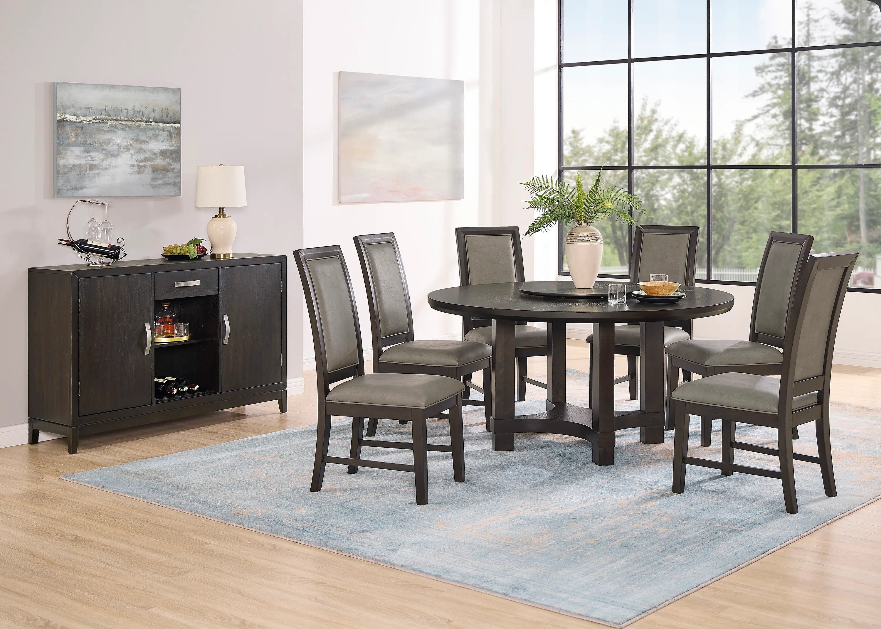 Jeffries Brown Round Dining Table-2