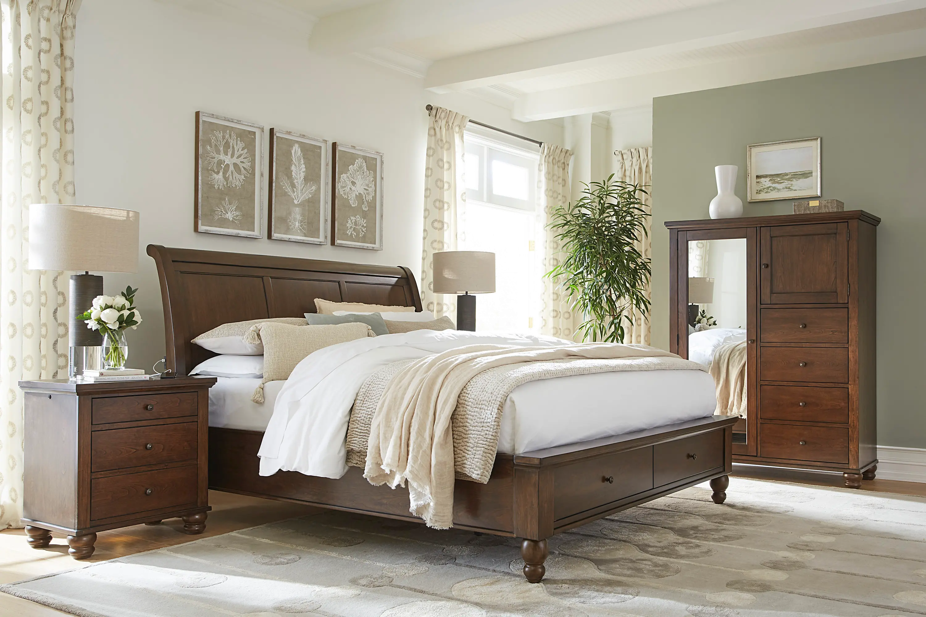 Cambridge Brown Cherry Queen Storage Bed-6