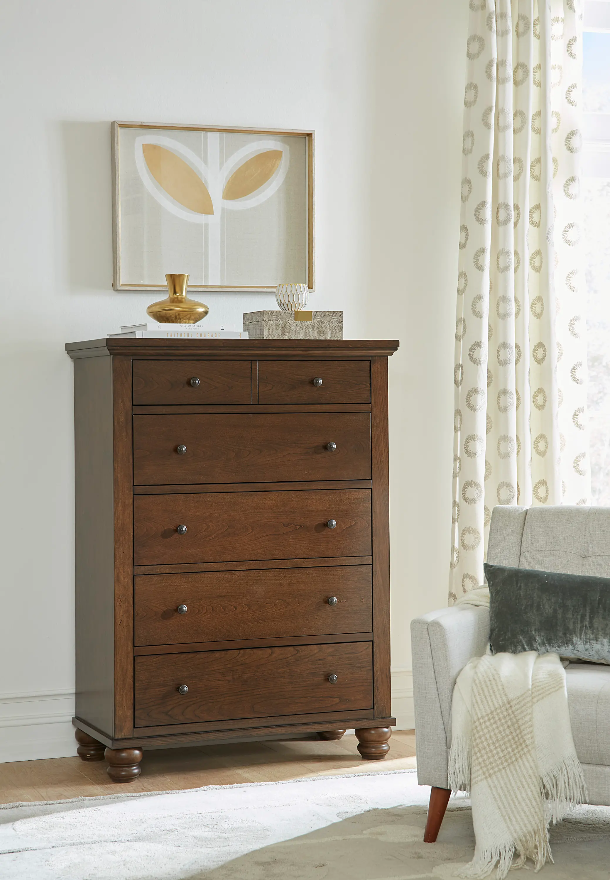 Cambridge Brown Cherry Chest of Drawers-3