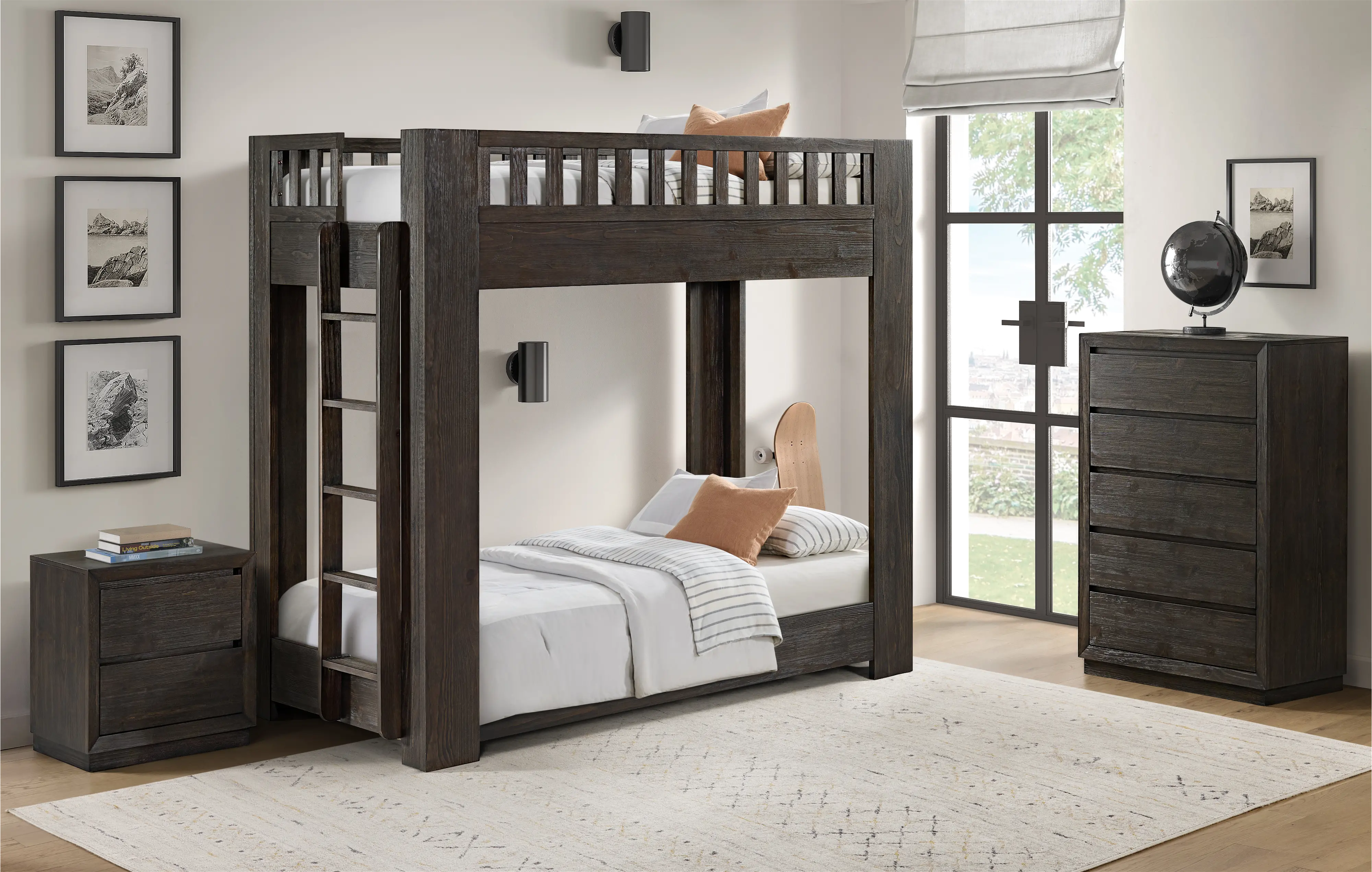 Bello Dark Brown Twin-over-Twin Bunk Bed-2