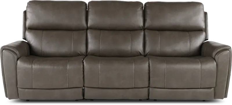 Damon Smoke Gray Power Reclining Sofa with Power Lumbar and Headrest