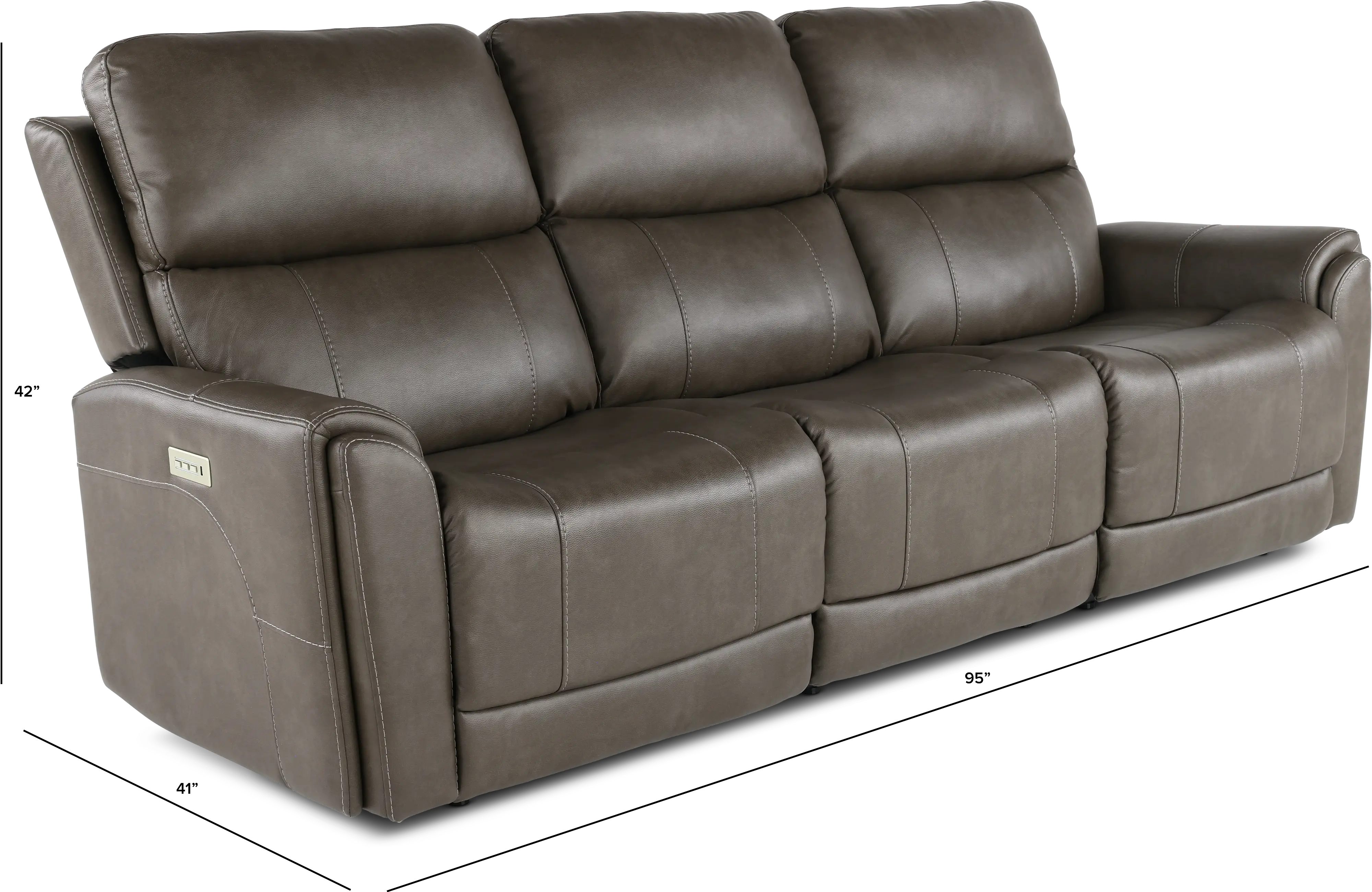 Damon Smoke Gray Power Reclining Sofa with Power Lumbar and Headrest-3