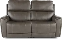 Damon Smoke Gray Power Reclining Loveseat with Power Lumbar and Headrest