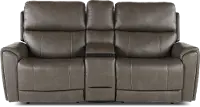 Damon Smoke Gray Power Reclining Loveseat with Console