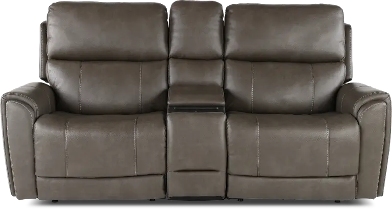 Damon Smoke Gray Power Reclining Loveseat with Console