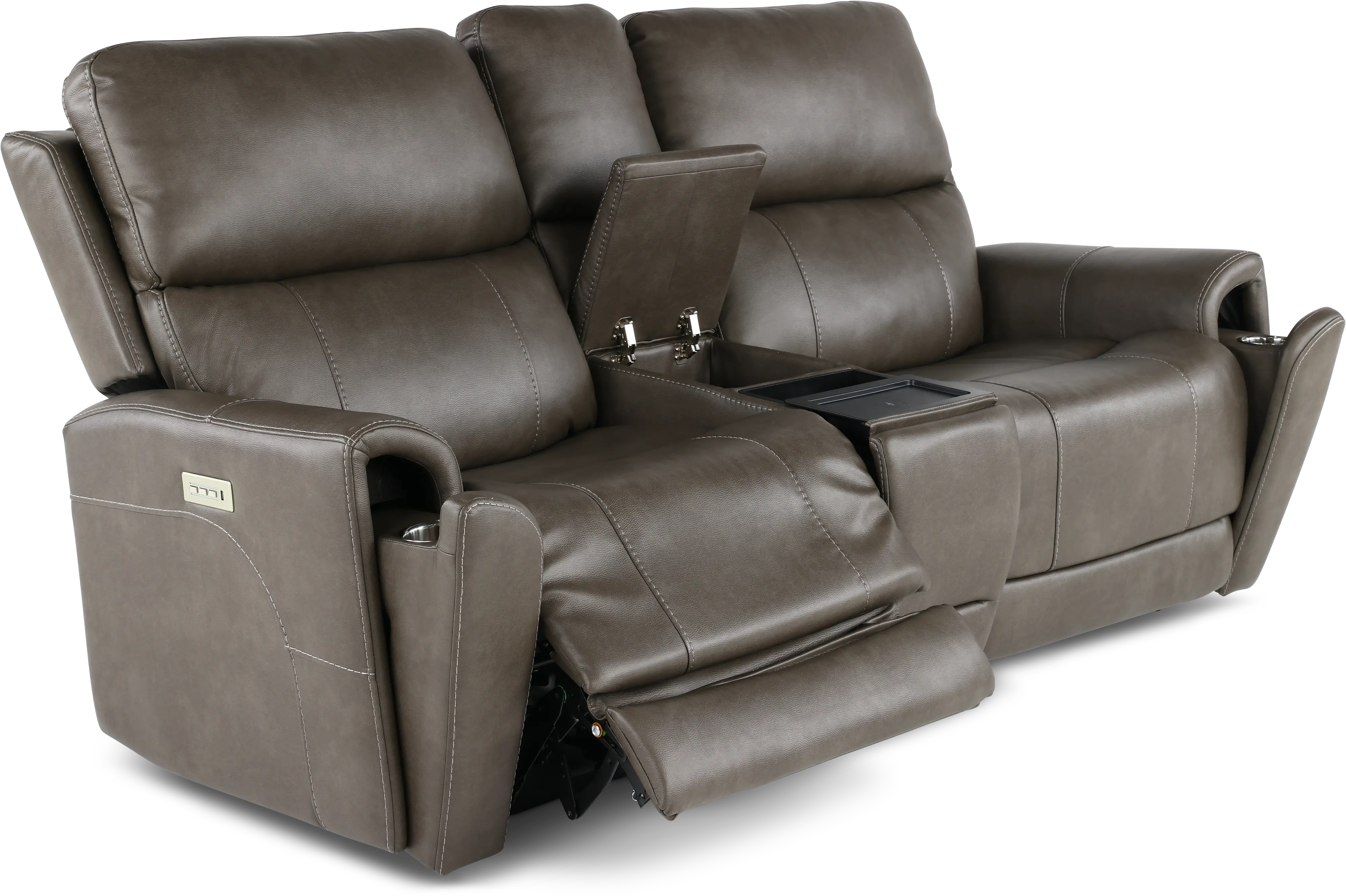Damon Smoke Gray Power Reclining Loveseat with Console-6