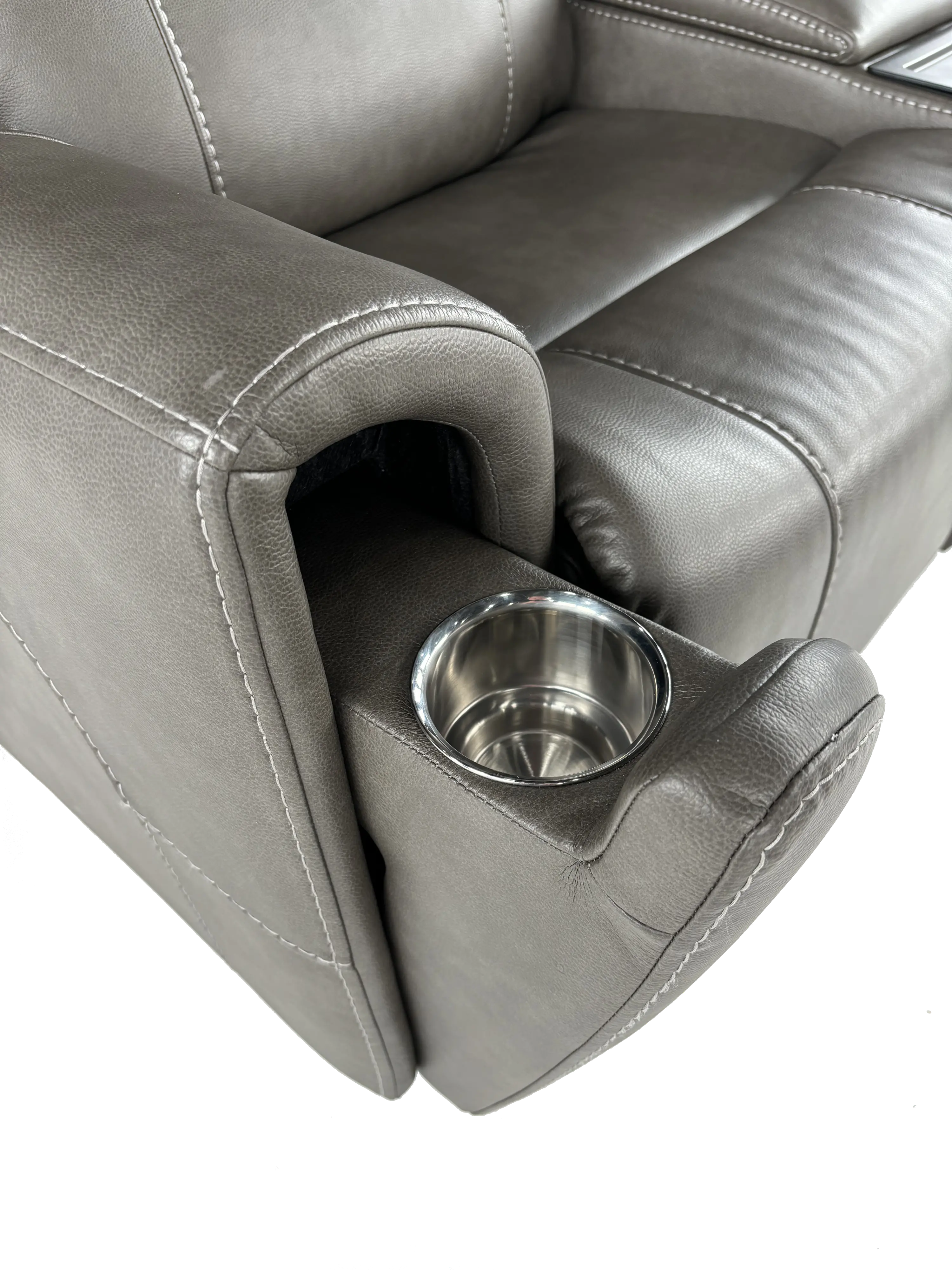 Damon Smoke Gray Power Reclining Loveseat with Console-8