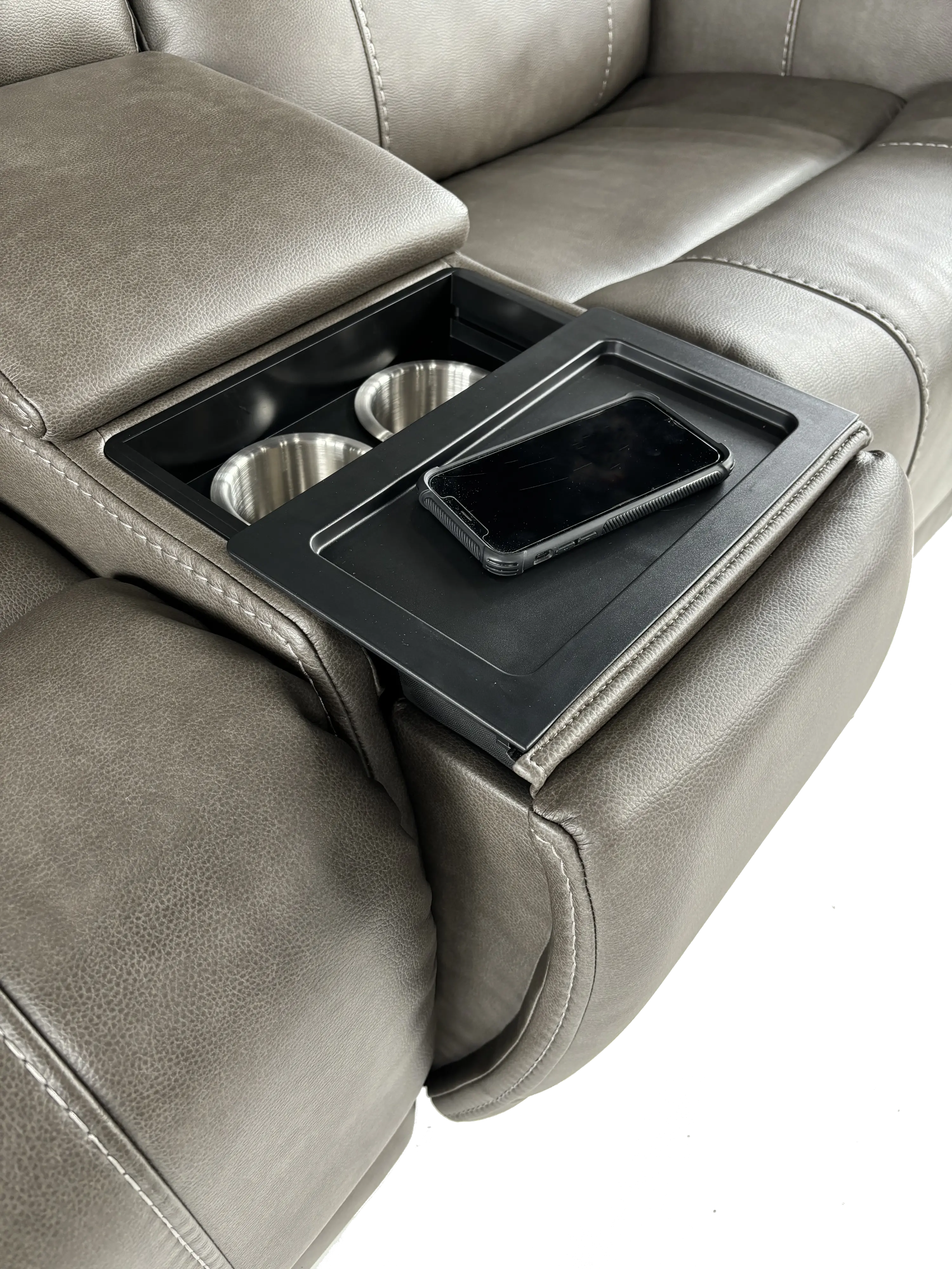 Damon Smoke Gray Power Reclining Loveseat with Console-9