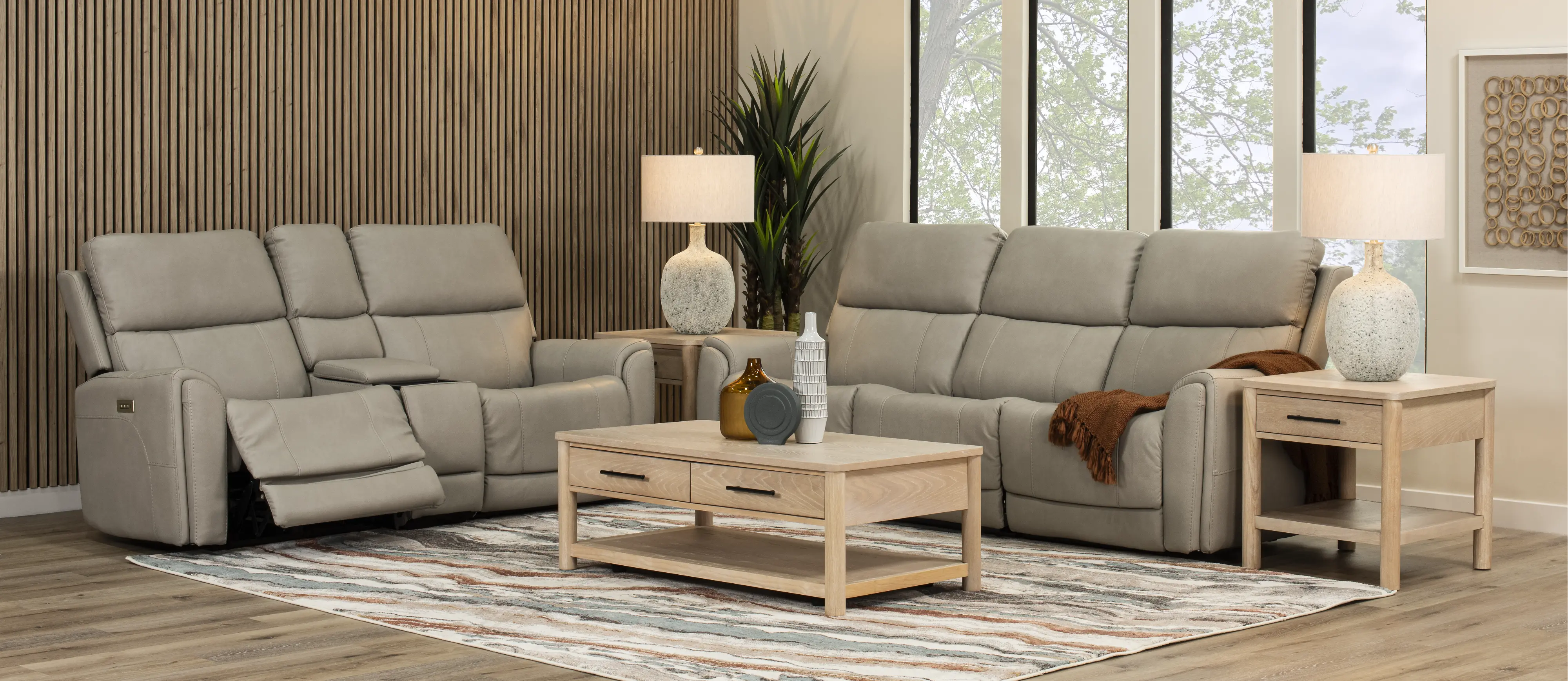 Damon Capriccio Dove Power Reclining Sofa with Power Lumbar and Headrest-2
