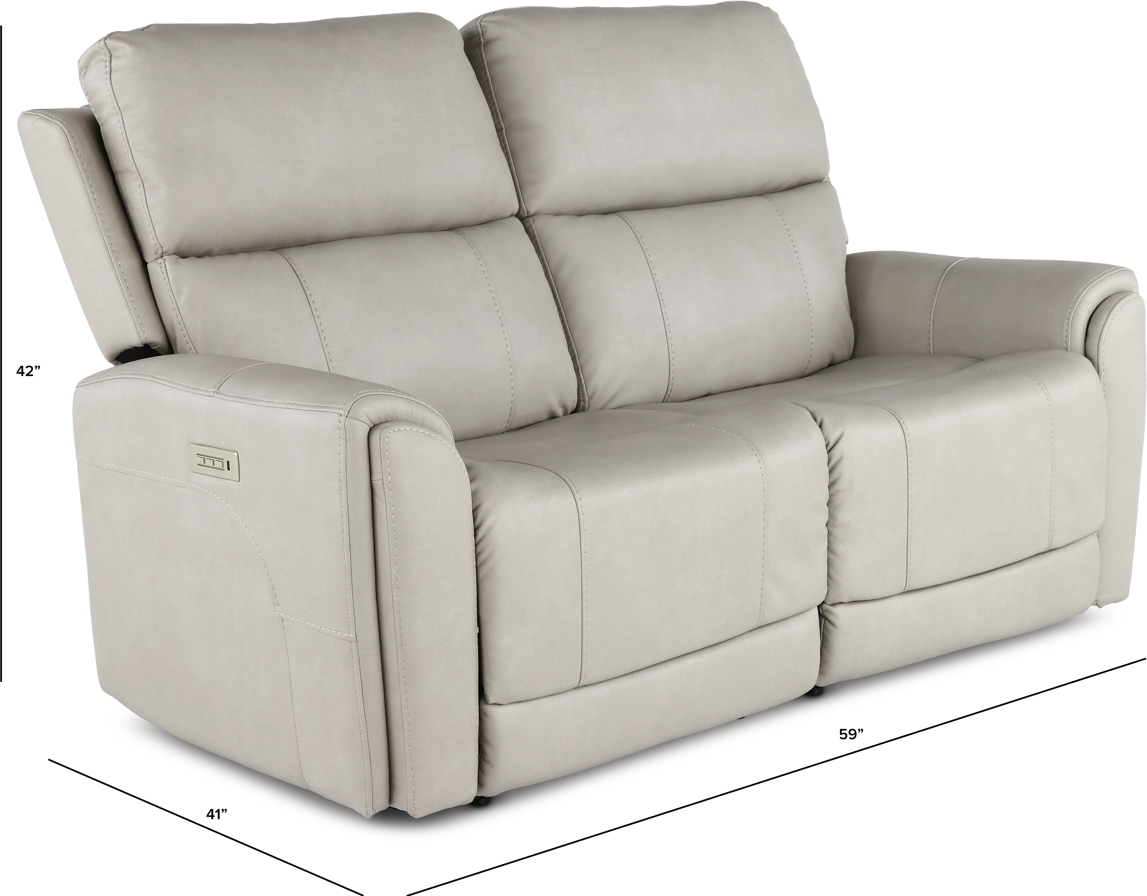 Damon Capriccio Dove Power Reclining Loveseat with Power Lumbar and Headrests-3