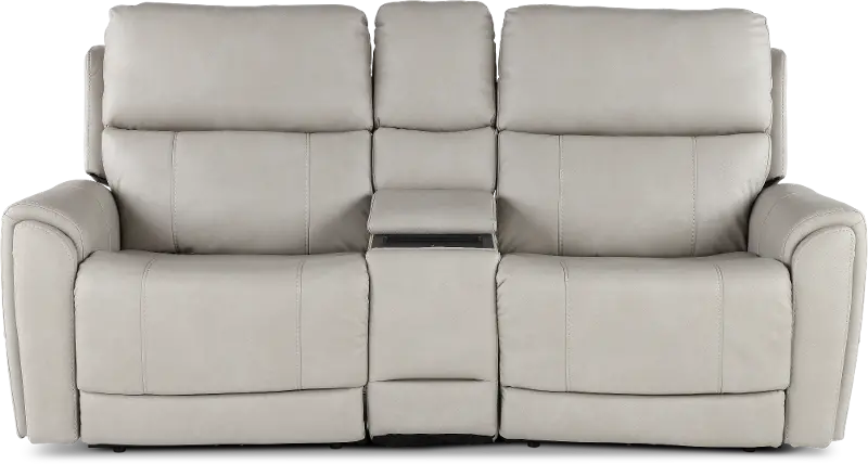 Damon Capriccio Dove Power Reclining Loveseat with Console