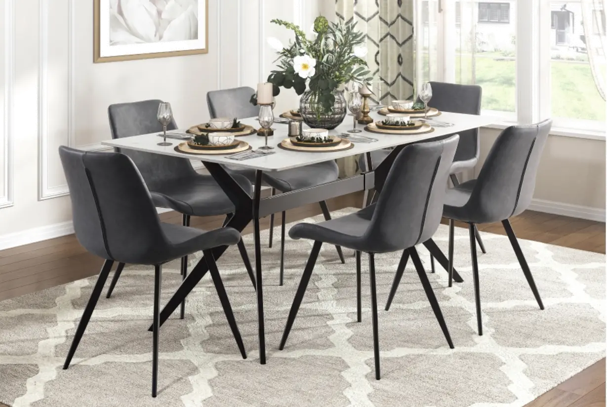Brixley White Stone and Black Dining Table-1