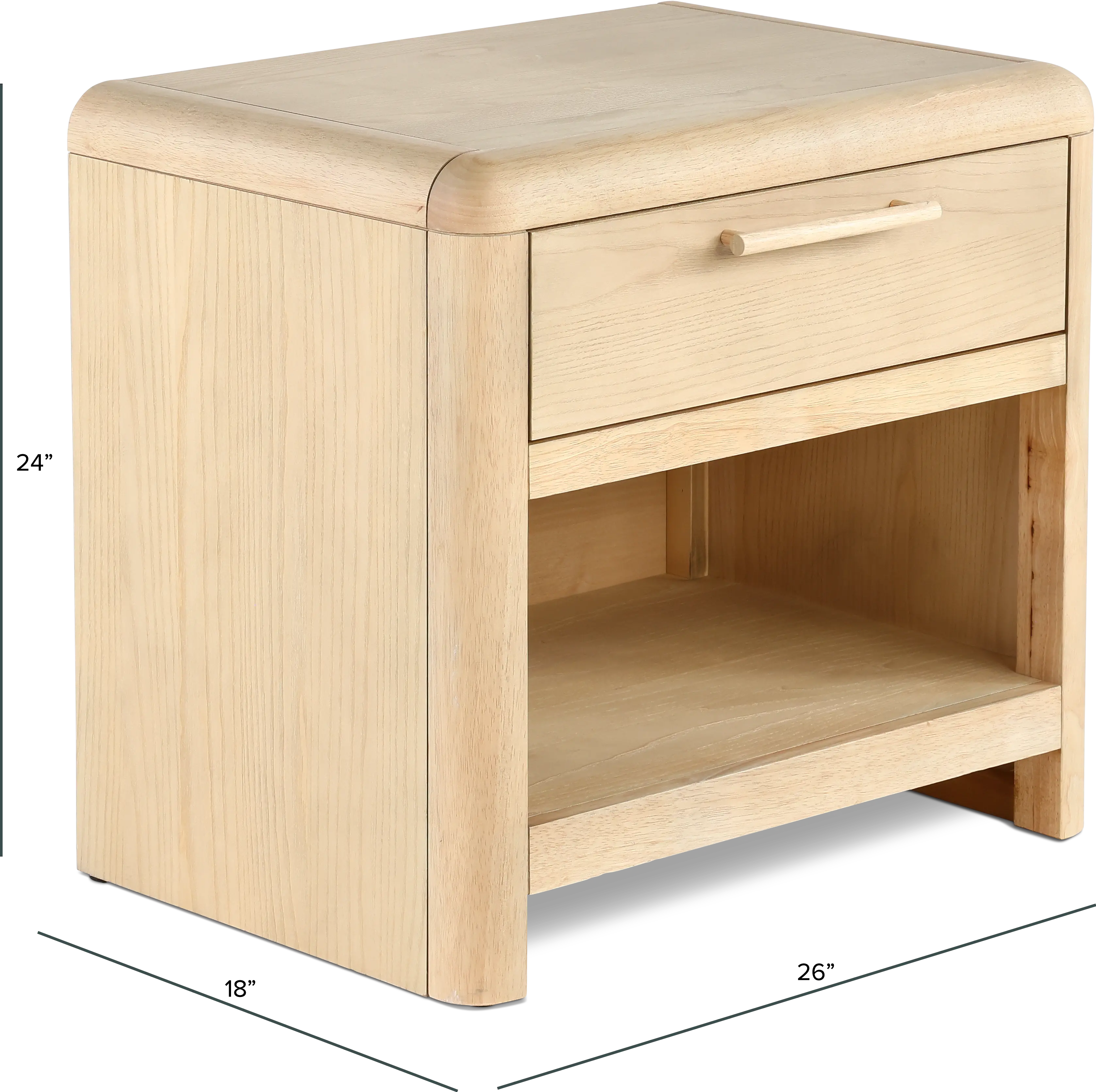 Furano Natural Ash 1-Drawer Nightstand-3