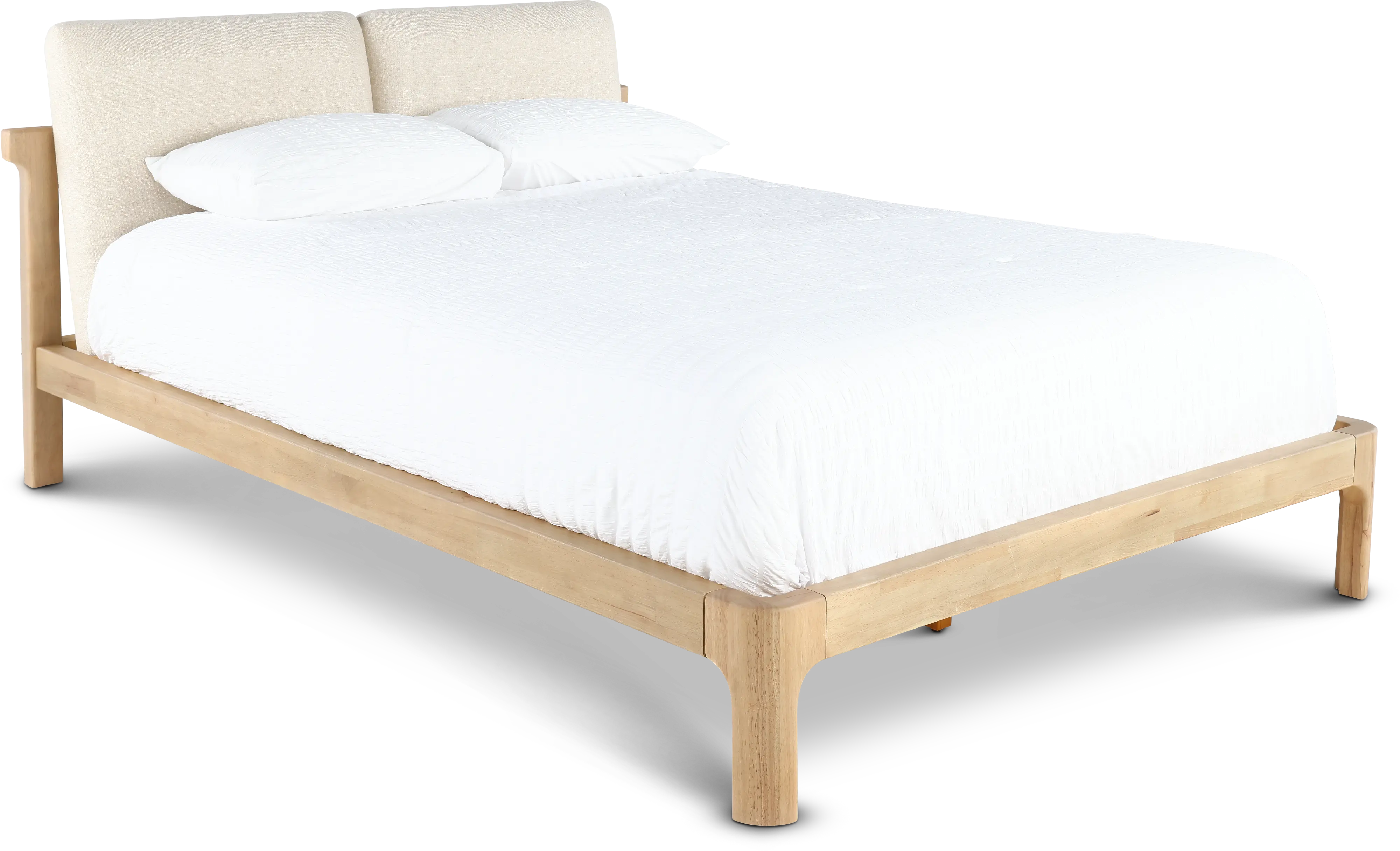 Furano Linen White and Natural Full Platform Bed-1