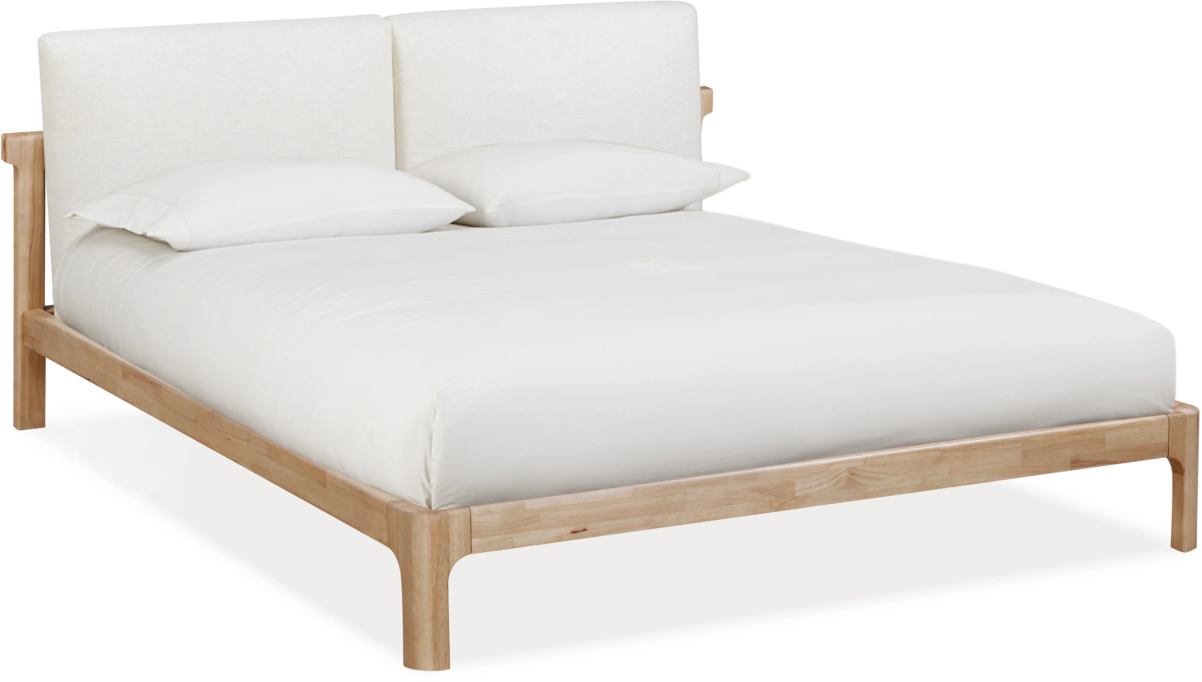 Furano Linen White and Natural Full Platform Bed-11