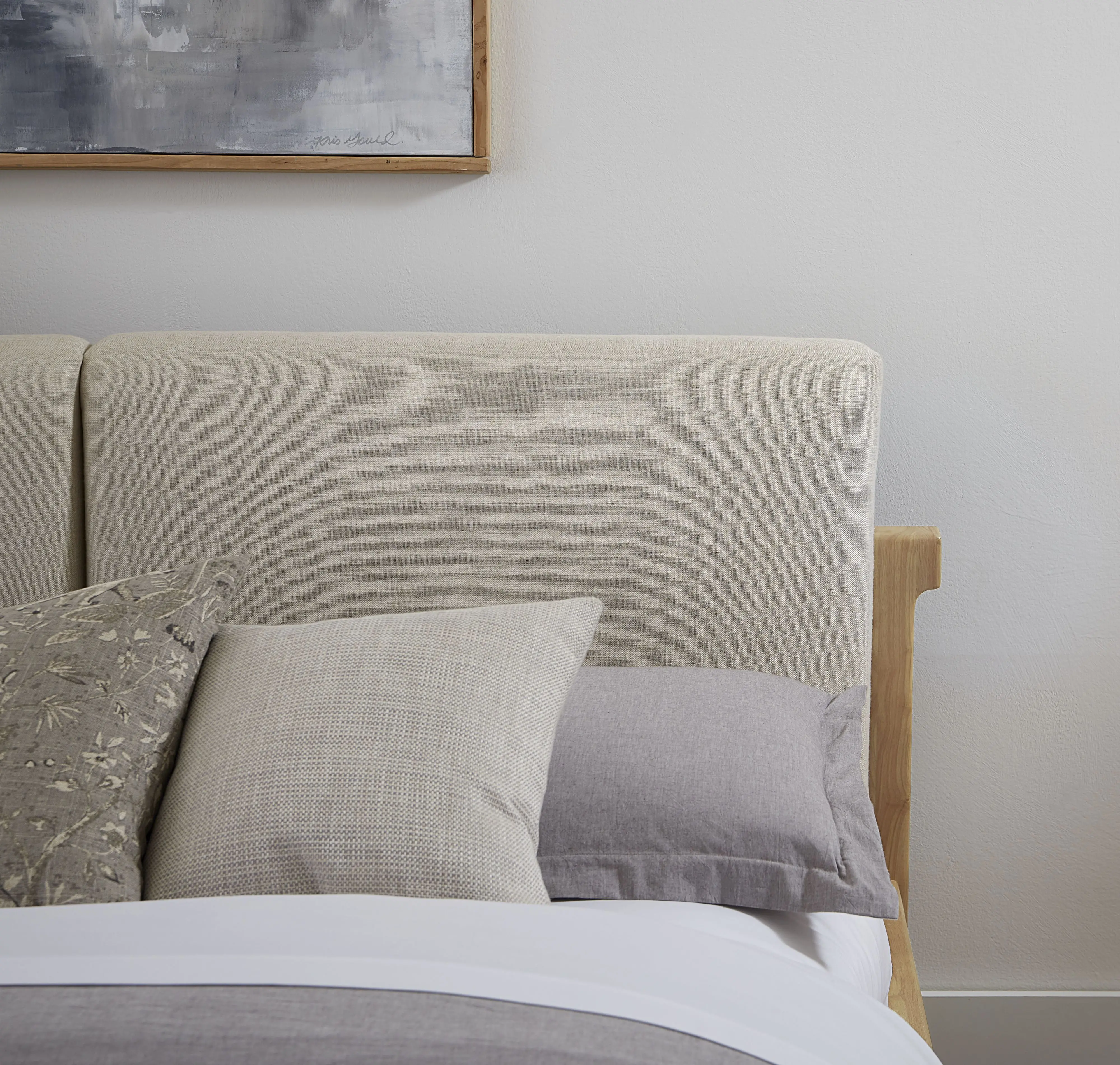 Furano Linen White and Natural Full Platform Bed-13