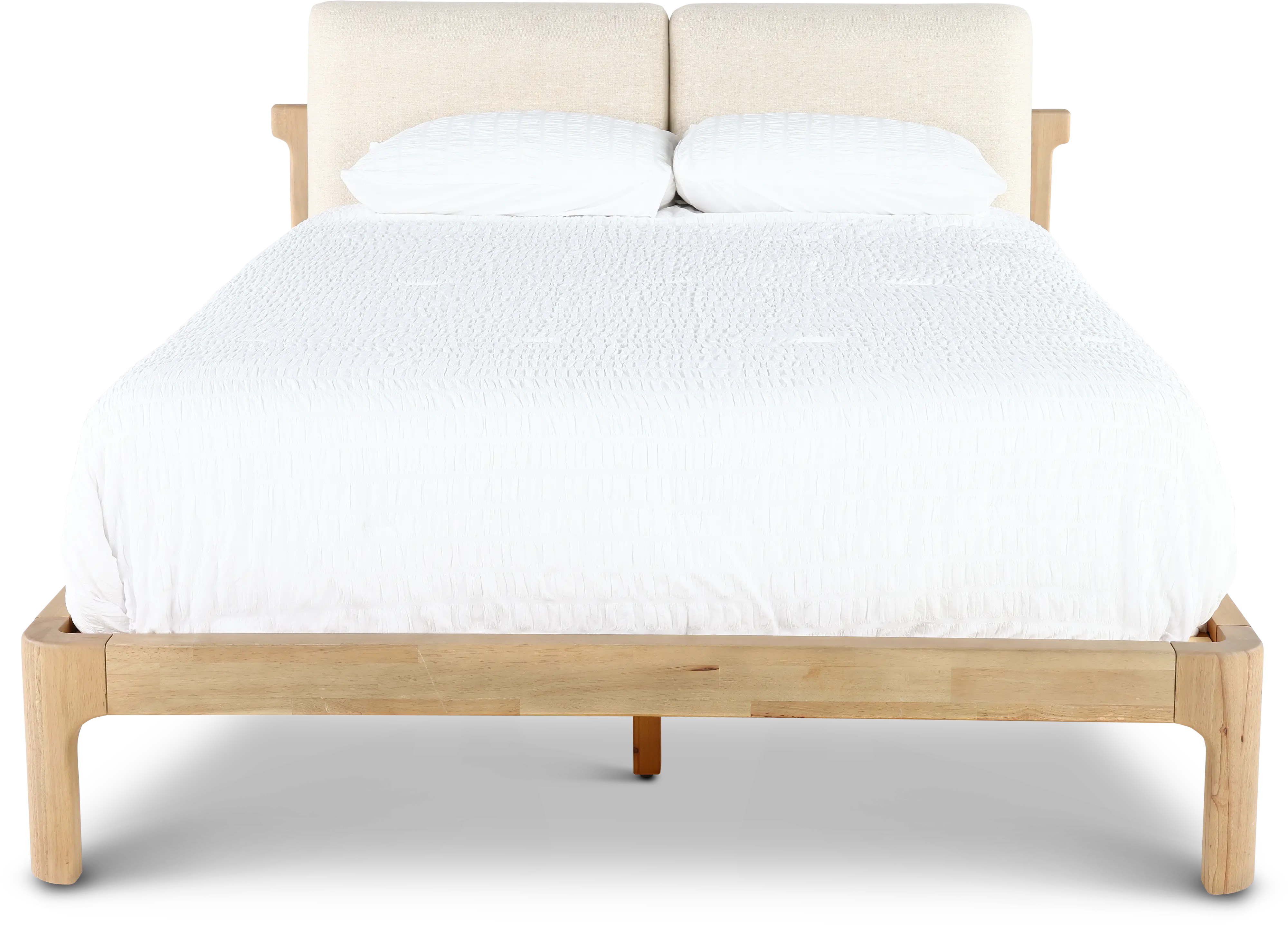 Furano Linen White and Natural Full Platform Bed-4