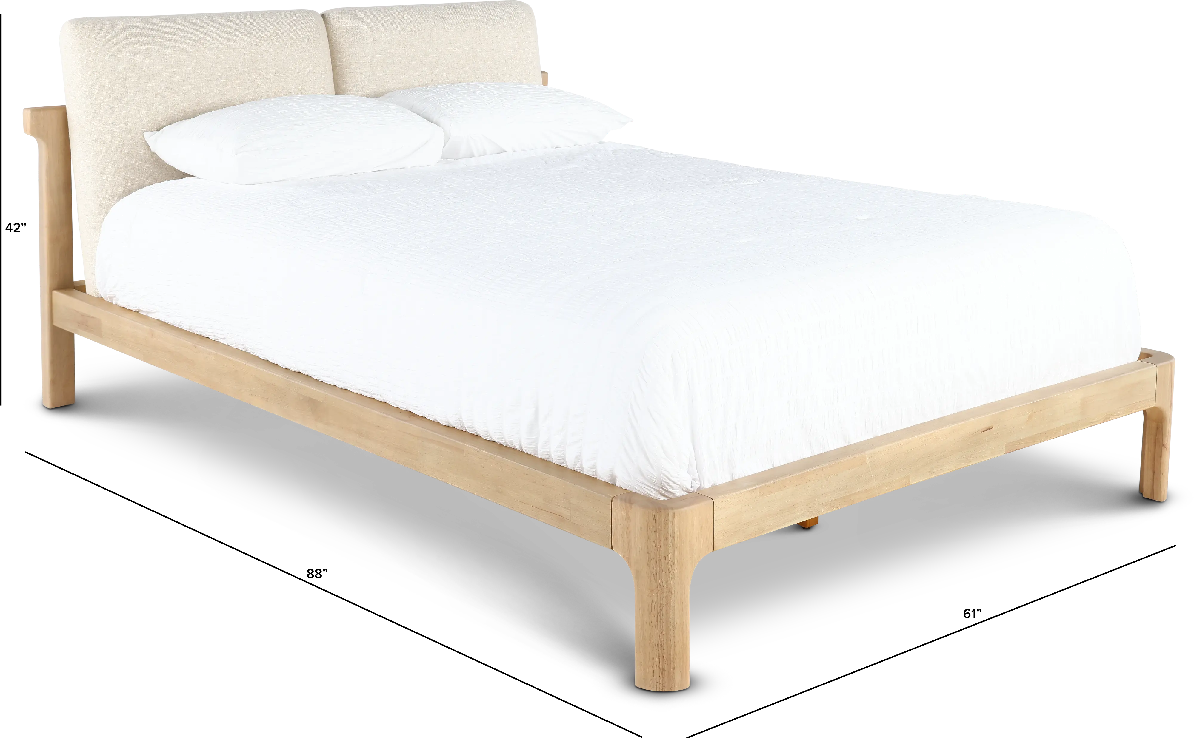 Furano Linen White and Natural Full Platform Bed-3